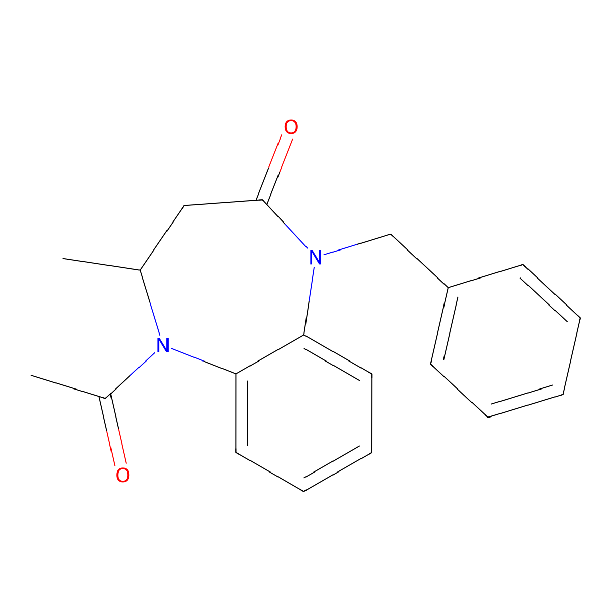 5-Acetyl-1-benzyl-4-methyl-1,3,4,5-tetrahydro-2H-1,5-benzodiazepin-2-one molecular structure, CAS 105931-87-1