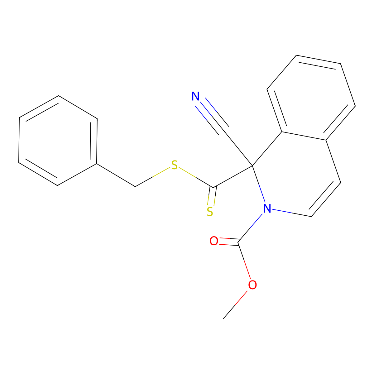 methyl 1-[(benzylsulfanyl)carbothioyl]-1-cyano-2(1H)-isoquinolinecarboxylate molecular structure, CAS 105937-02-8