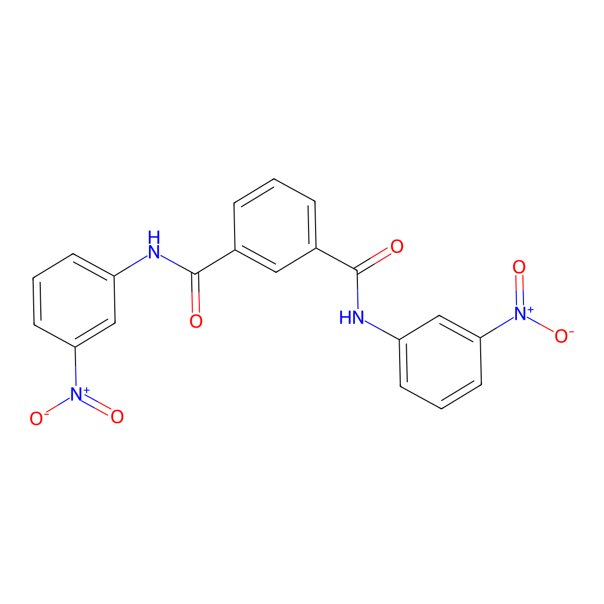 N1,N3-bis(3-nitrophenyl)benzene-1,3-dicarboxamide molecular structure, CAS 105937-17-5