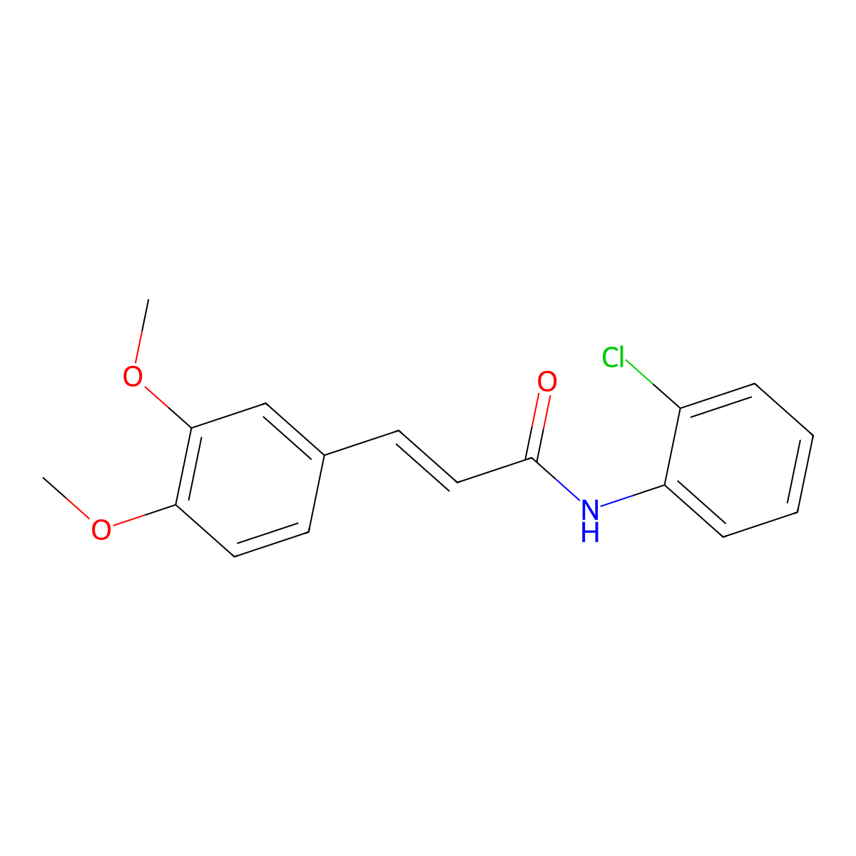 2-Propenamide, N-(2-chlorophenyl)-3-(3,4-dimethoxyphenyl)- molecular structure, CAS 105938-34-9