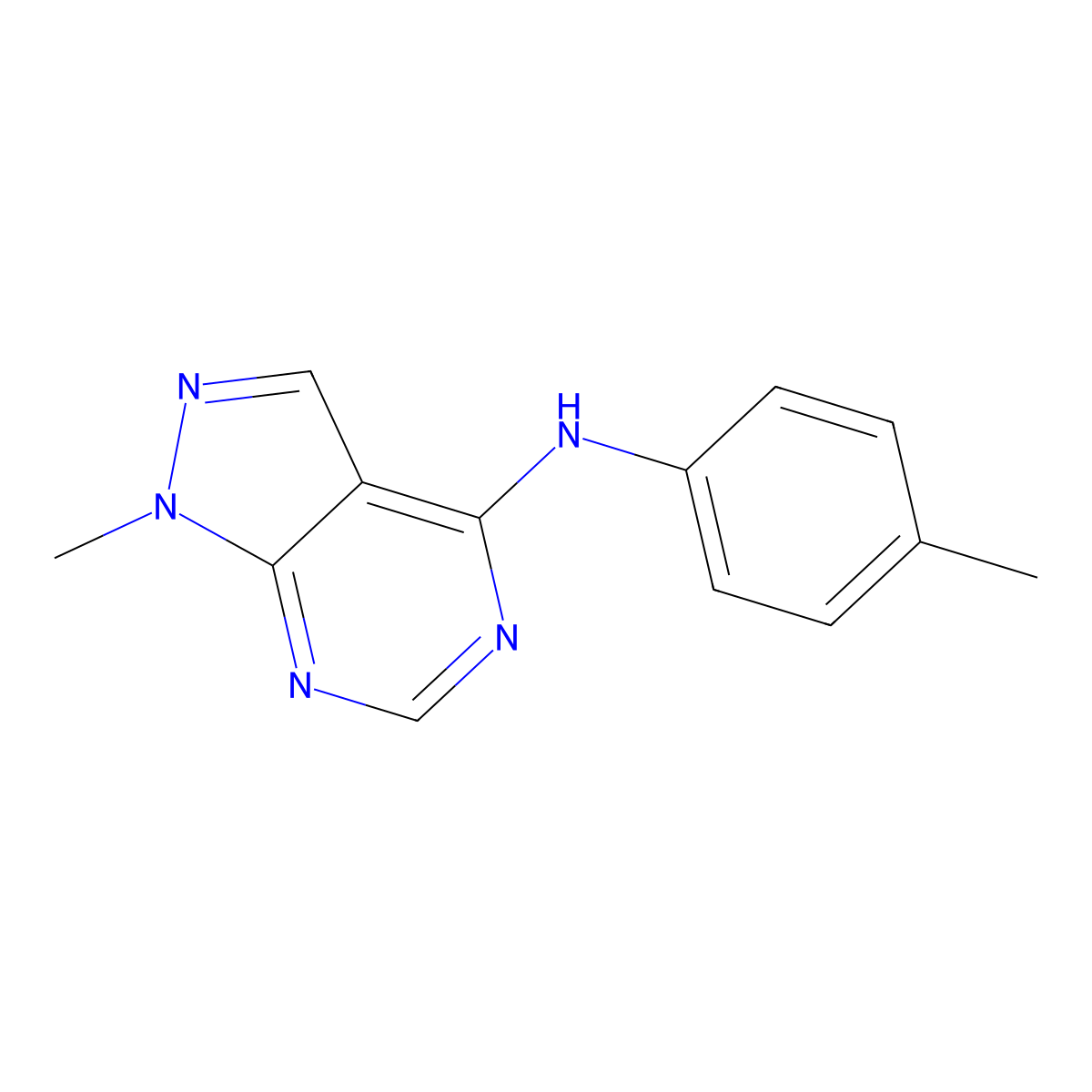 (4-Methylphenyl)(1-methylpyrazolo[4,5-e]pyrimidin-4-yl)amine molecular structure, CAS 105945-90-2
