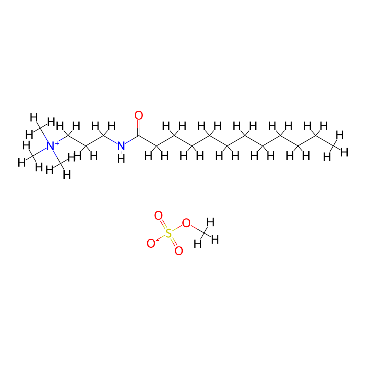 (3-Lauramidopropyl)trimethylammonium methyl sulfate molecular structure, CAS 10595-49-0
