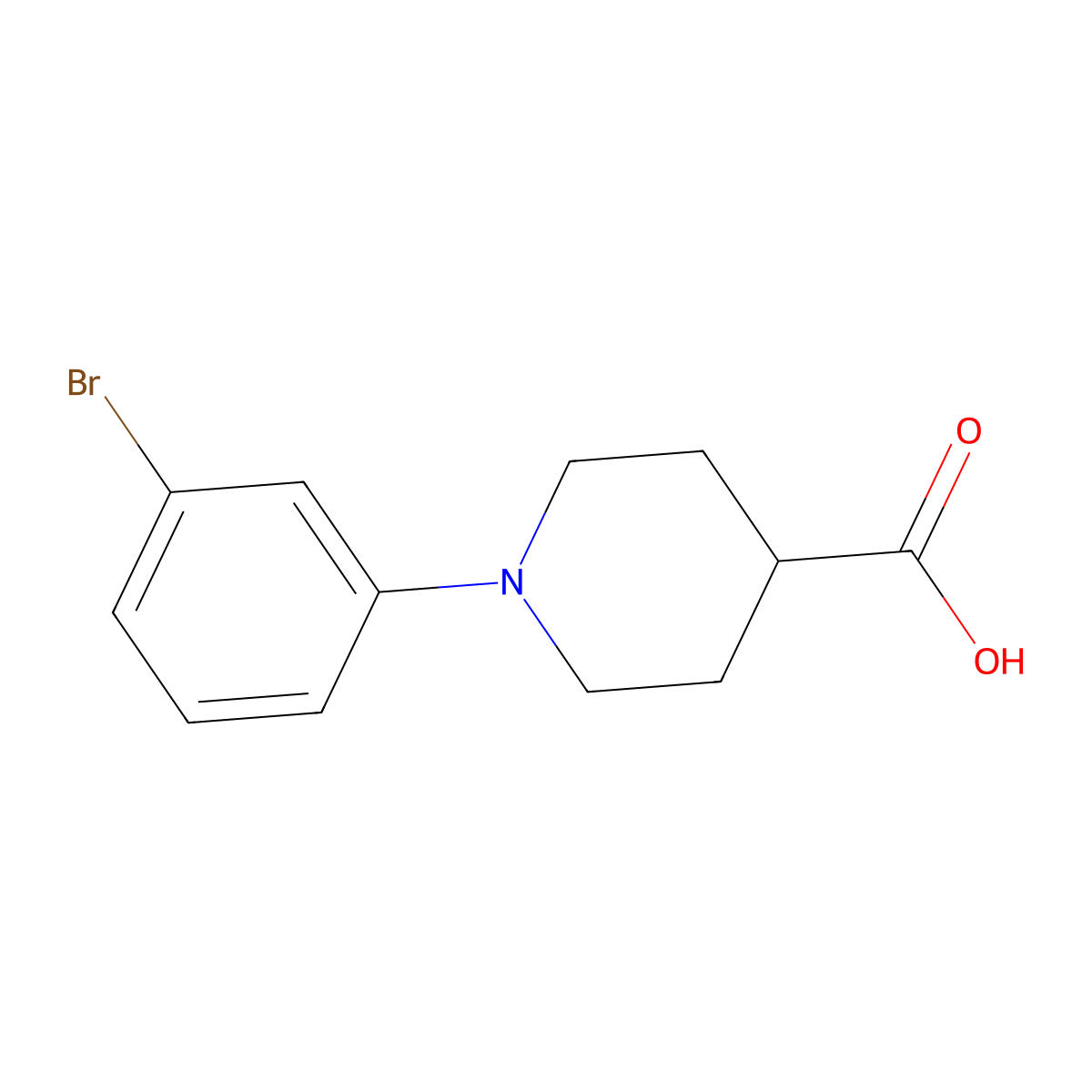 1-(3-Bromophenyl)piperidine-4-carboxylic acid molecular structure, CAS 1059536-36-5