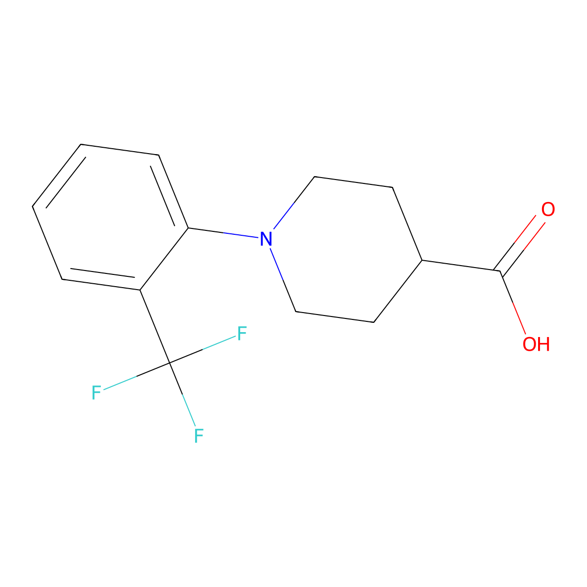 1-(2-Trifluoromethyl-phenyl)-piperidine-4-carboxylic acid molecular structure, CAS 1059536-47-8