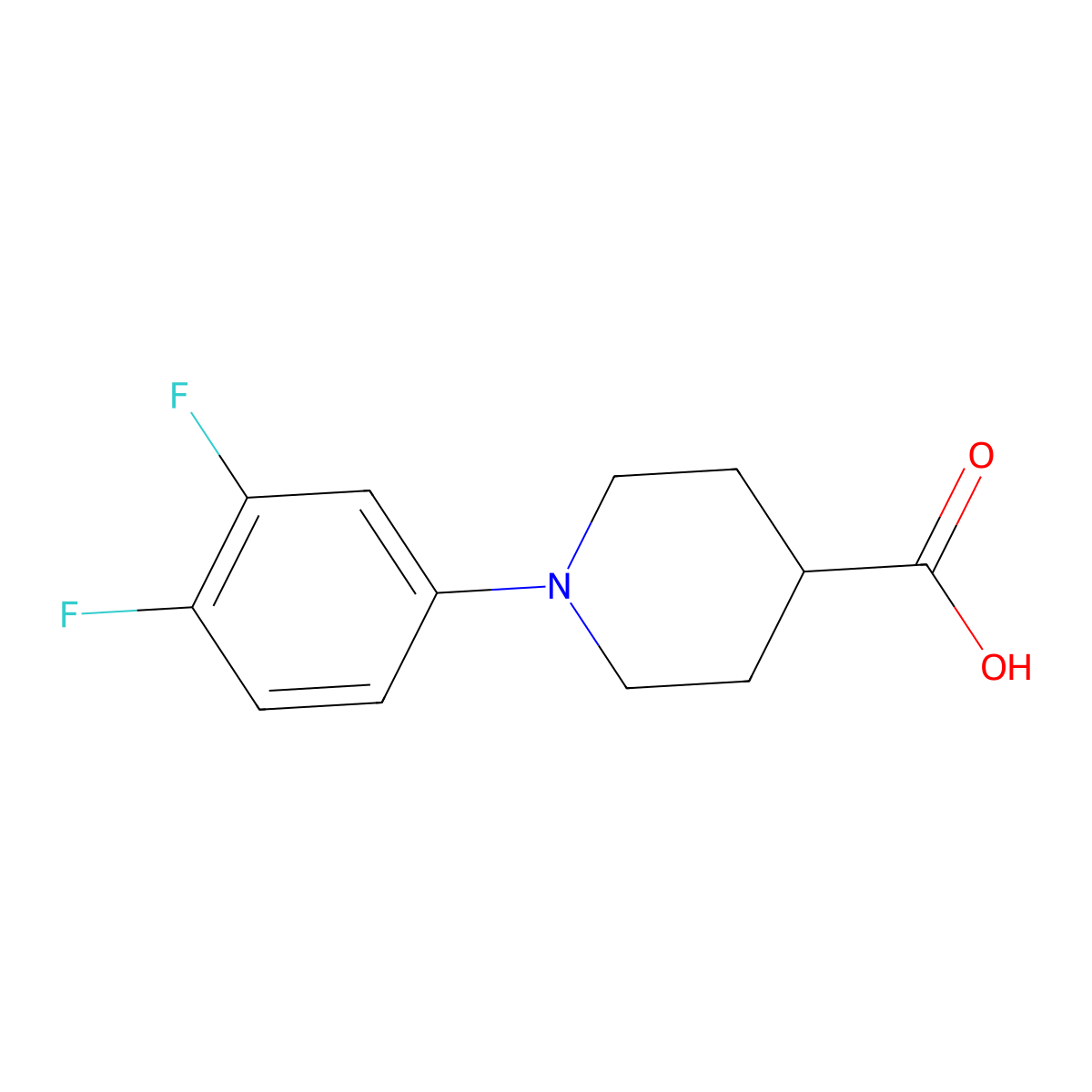 1-(3,4-Difluoro-phenyl)-piperidine-4-carboxylic acid molecular structure, CAS 1059536-63-8