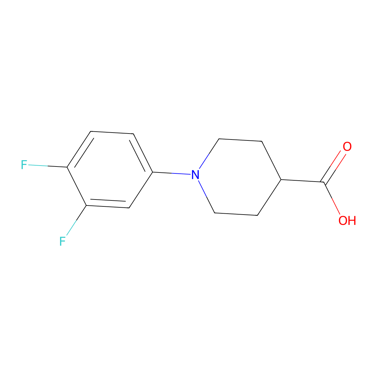 1-(3,4-Difluoro-phenyl)-piperidine-4-carboxylic acid molecular structure, CAS 1059536-63-8