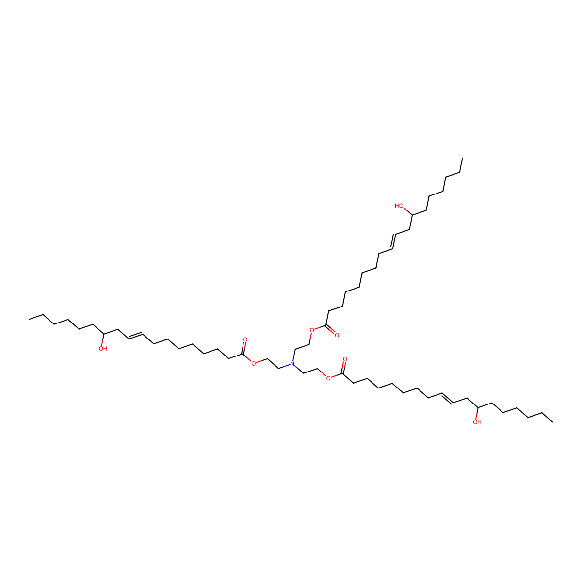 2-[bis[2-[(Z,12R)-12-hydroxyoctadec-9-enoyl]oxyethyl]amino]ethyl (Z,12R)-12-hydroxyoctadec-9-enoate molecular structure, CAS 1059549-57-3
