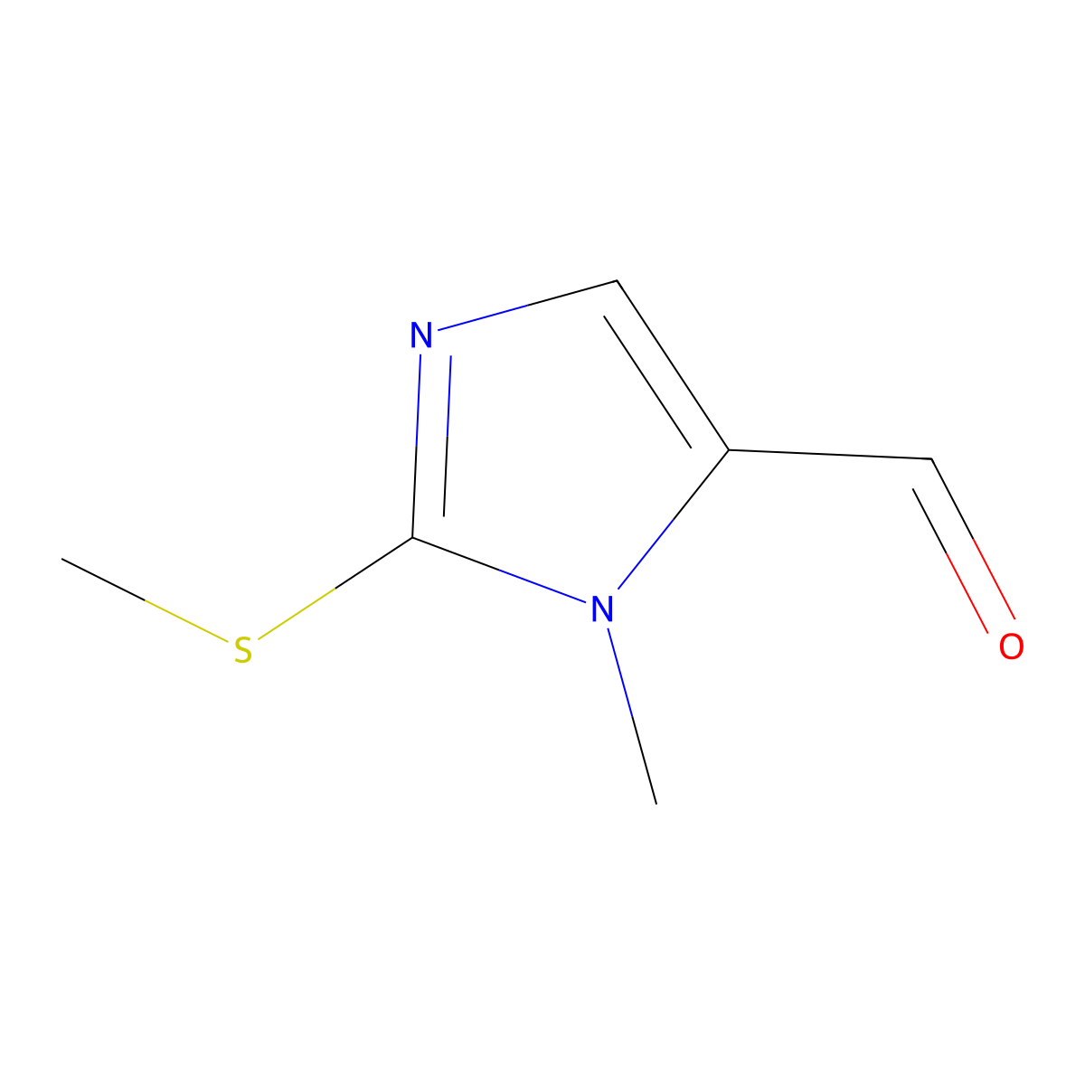 1-methyl-2-(methylthio)-1H-imidazole-5-carbaldehyde molecular structure, CAS 105956-24-9