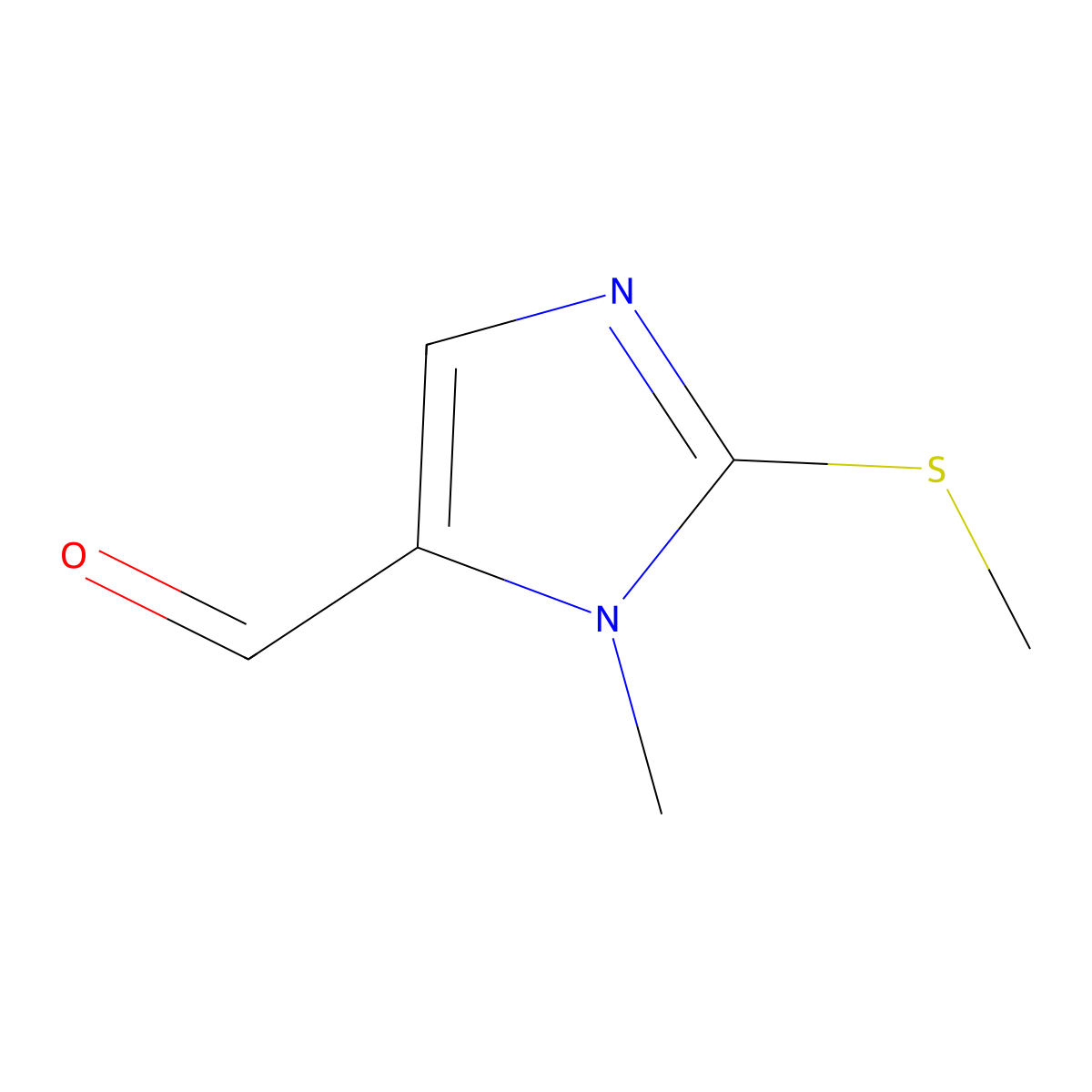 1-methyl-2-(methylthio)-1H-imidazole-5-carbaldehyde molecular structure, CAS 105956-24-9