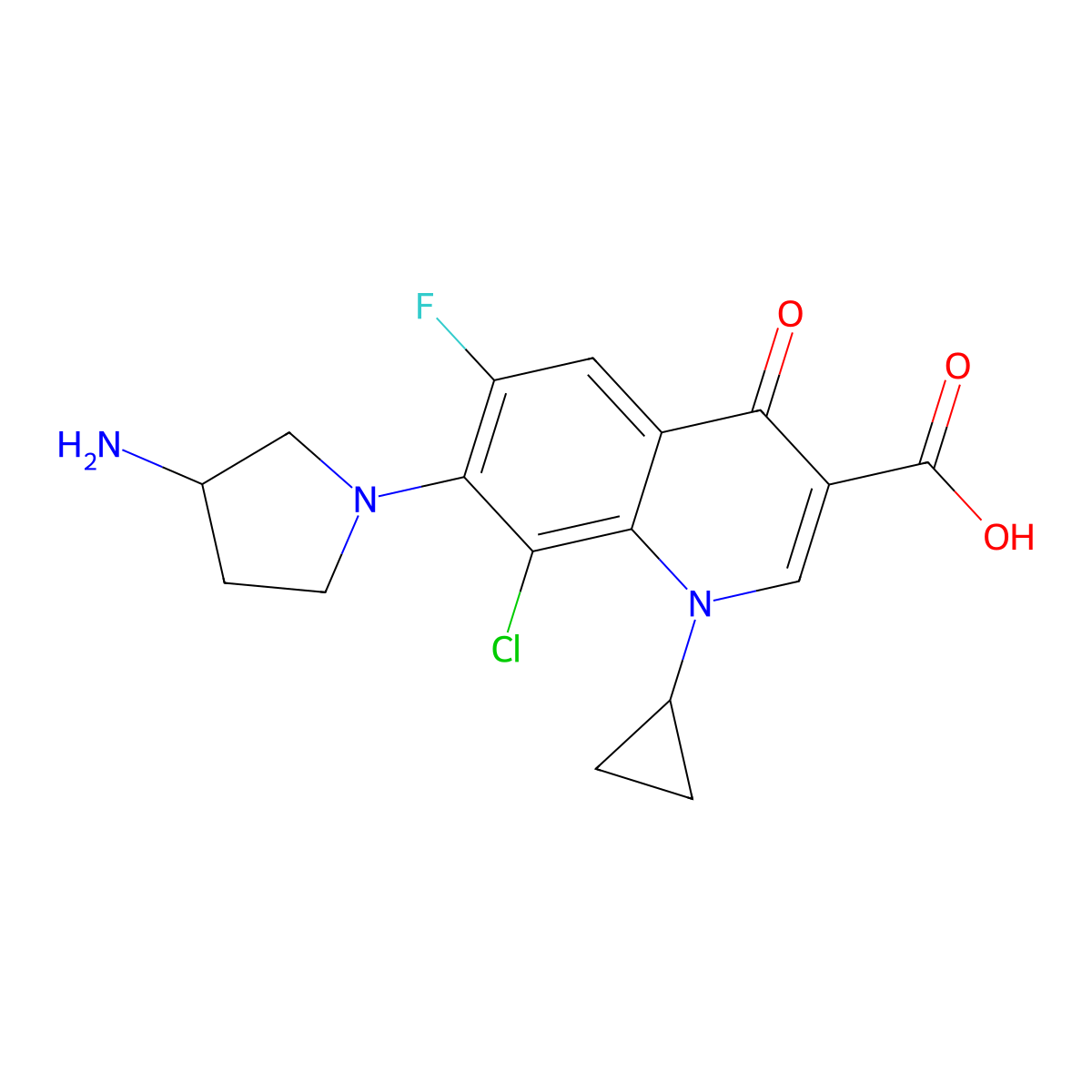 Clinafloxacin molecular structure, CAS 105956-97-6
