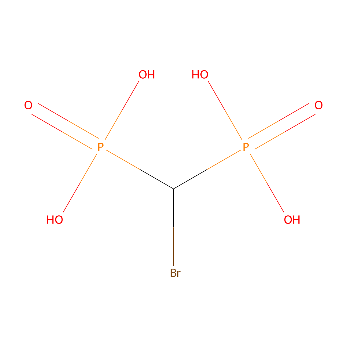 Bromomethylenebis(phosphonic acid) molecular structure, CAS 10596-21-1