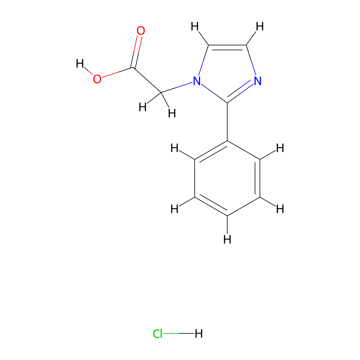 (2-Phenyl-1H-imidazol-1-yl)acetic acid hydrochloride molecular structure, CAS 1059626-11-7