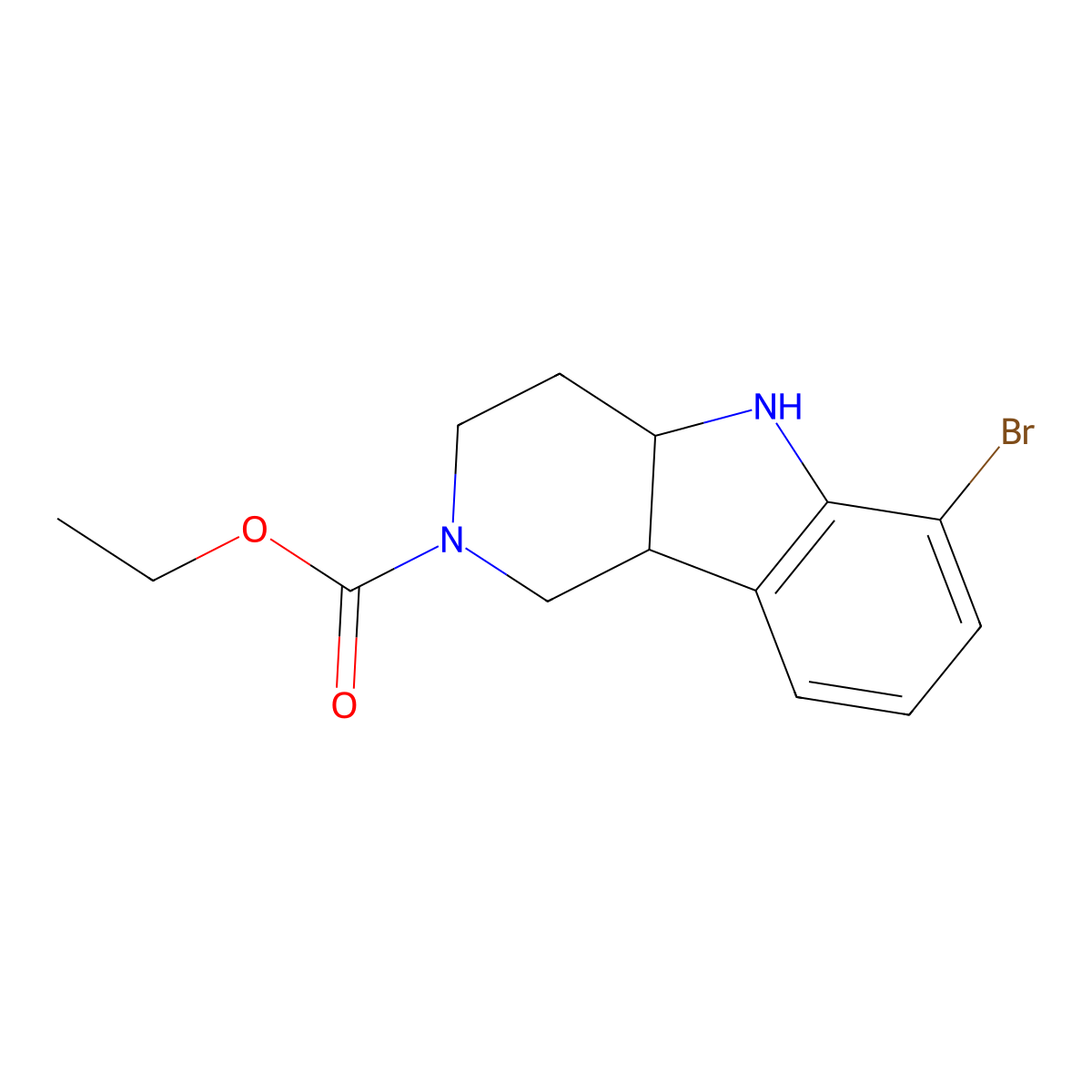 ethyl (4aS,9bR)-6-bromo-1H,2H,3H,4H,4aH,5H,9bH-pyrido(4,3-b)indole-2-carboxylate molecular structure, CAS 1059630-08-8