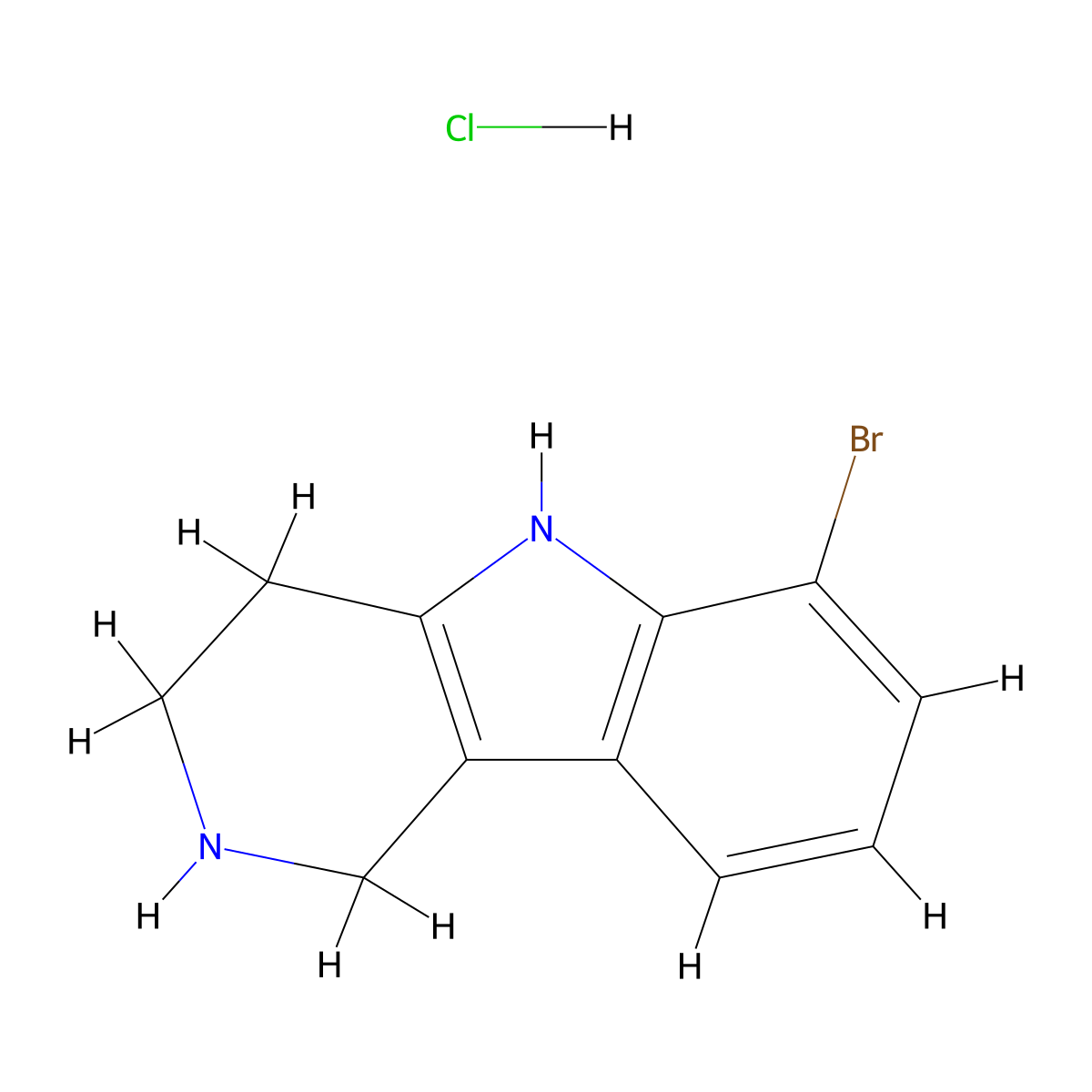 1h-pyrido(4,3-b)indole, 6-bromo-2,3,4,5-tetrahydro-, hcl salt molecular structure, CAS 1059630-11-3