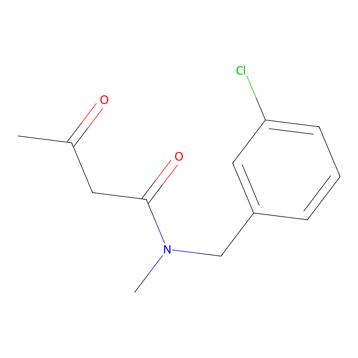 N-[(3-chlorophenyl)methyl]-N-methyl-3-oxobutanamide molecular structure, CAS 105964-54-3