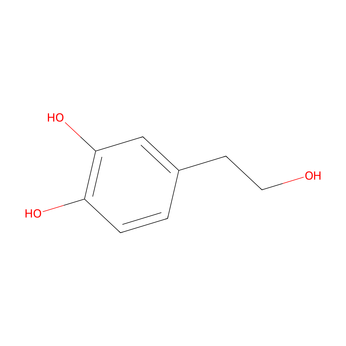Hydroxytyrosol molecular structure, CAS 10597-60-1