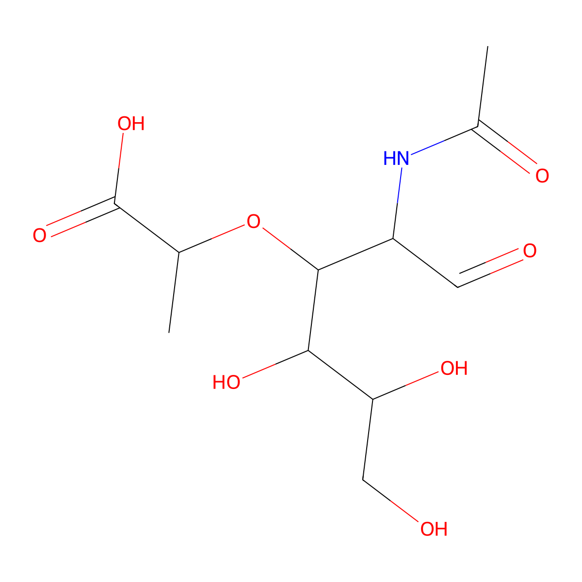 N-acetylmuramic acid molecular structure, CAS 10597-89-4