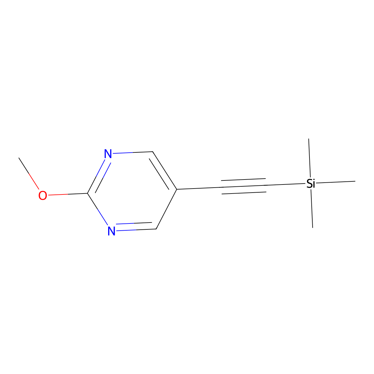 2-Methoxy-5-((trimethylsilyl)ethynyl)pyrimidine molecular structure, CAS 1059705-06-4