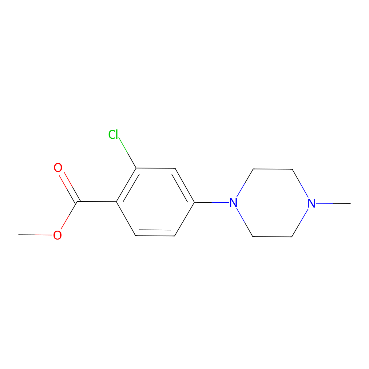 Methyl 2-chloro-4-(4-methyl-1-piperazinyl)benzoate molecular structure, CAS 1059705-62-2