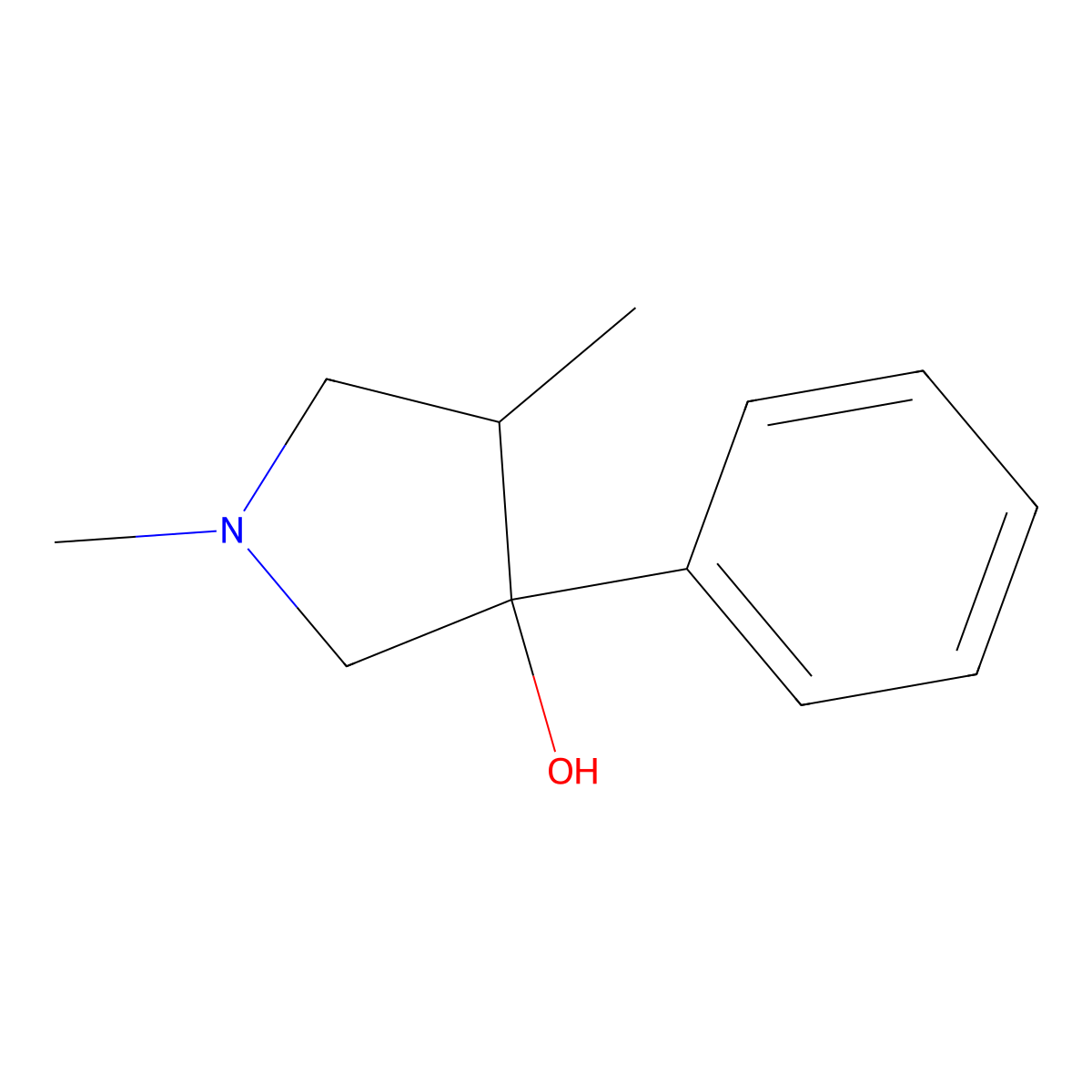 1,4-Dimethyl-3-phenylpyrrolidin-3-ol molecular structure, CAS 105972-04-1