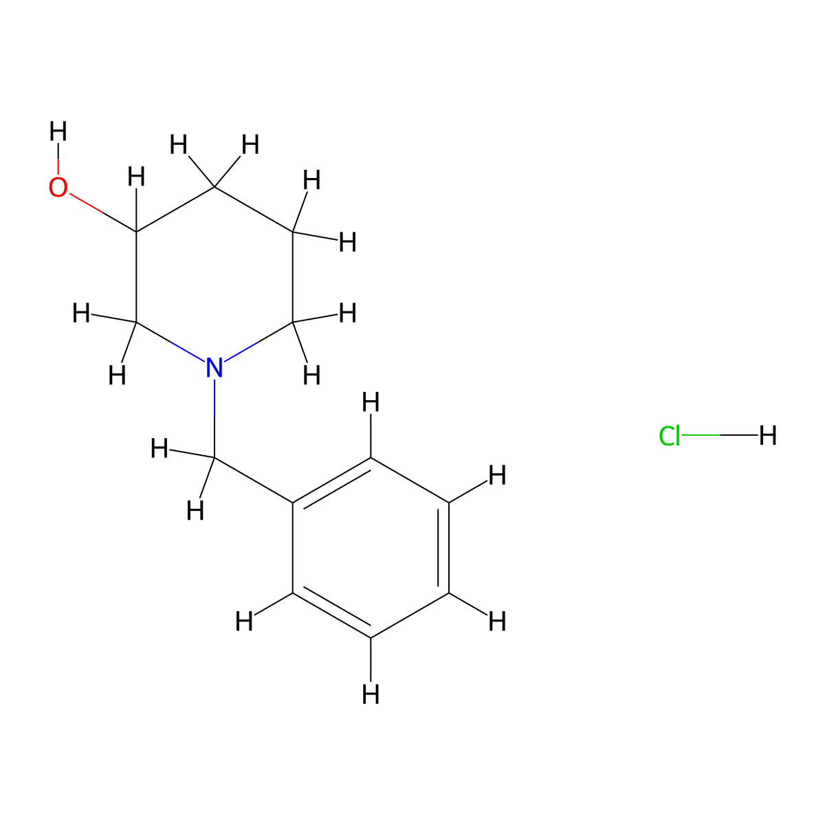 1-Benzyl-3-piperidinol hydrochloride molecular structure, CAS 105973-51-1
