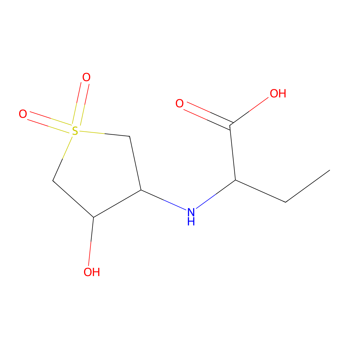 2-[(4-Hydroxy-1,1-dioxothiolan-3-yl)amino]butanoic acid molecular structure, CAS 1059732-17-0