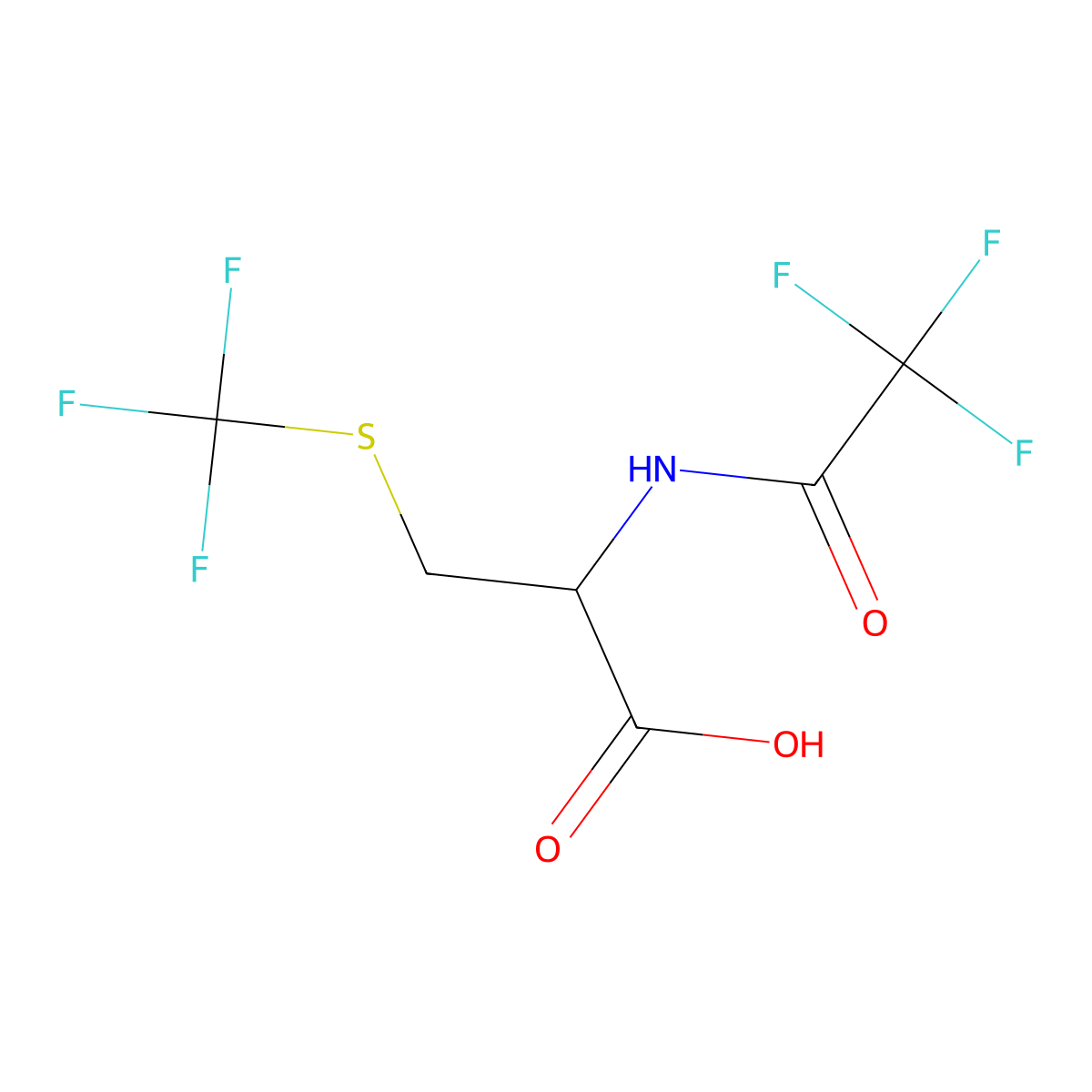 (2R)-2-(2,2,2-trifluoroacetamido)-3-[(trifluoromethyl)sulfanyl]propanoic acid molecular structure, CAS 105986-65-0