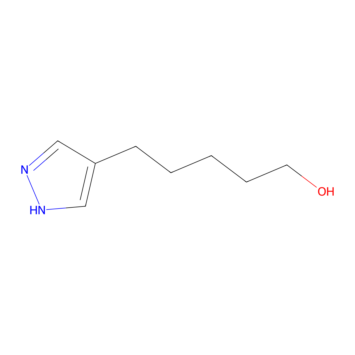 5-(1H-Pyrazol-4-YL)pentan-1-OL molecular structure, CAS 10599-09-4