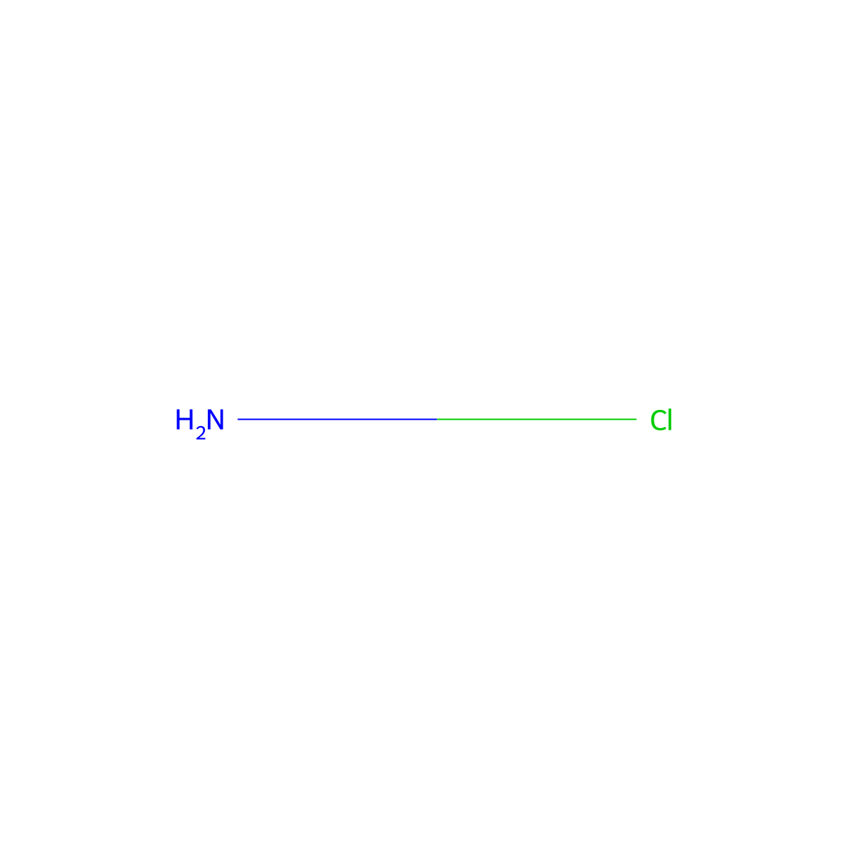 Monochloramine molecular structure, CAS 10599-90-3