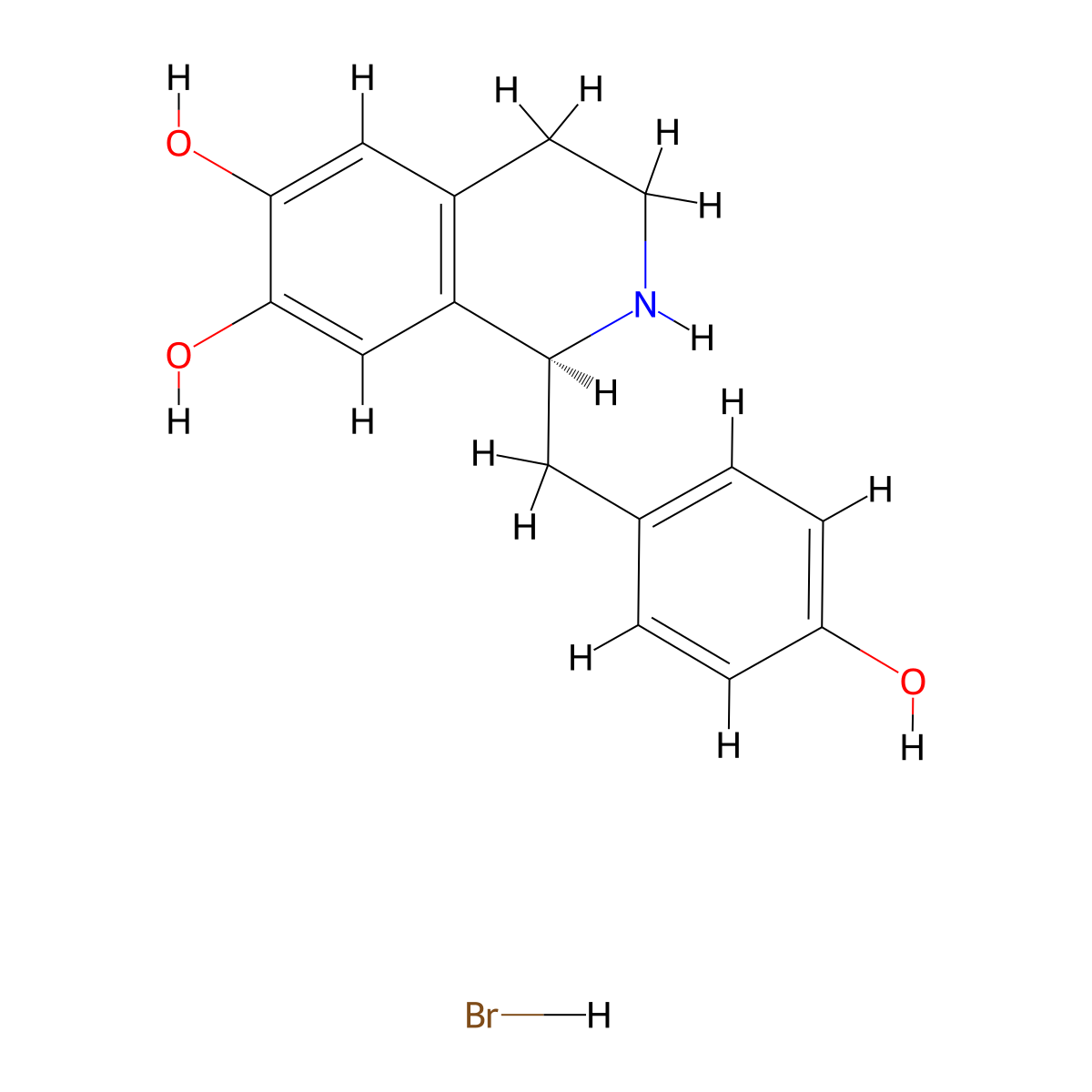 (S)-(-)-Higenamine Hydrobromide molecular structure, CAS 105990-27-0