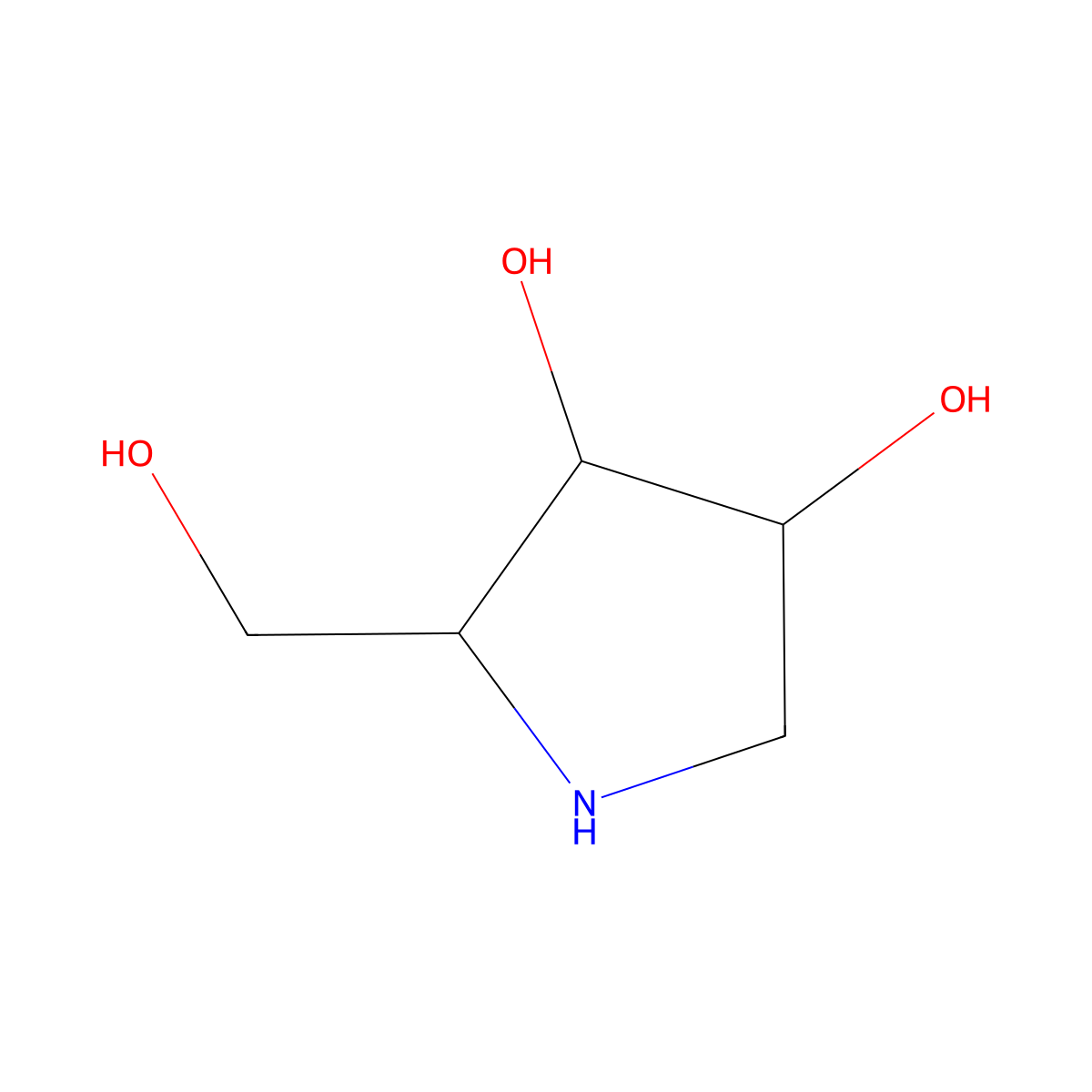 3,4-Pyrrolidinediol, 2-(hydroxymethyl)-, (2S,3S,4R)- molecular structure, CAS 105990-40-7