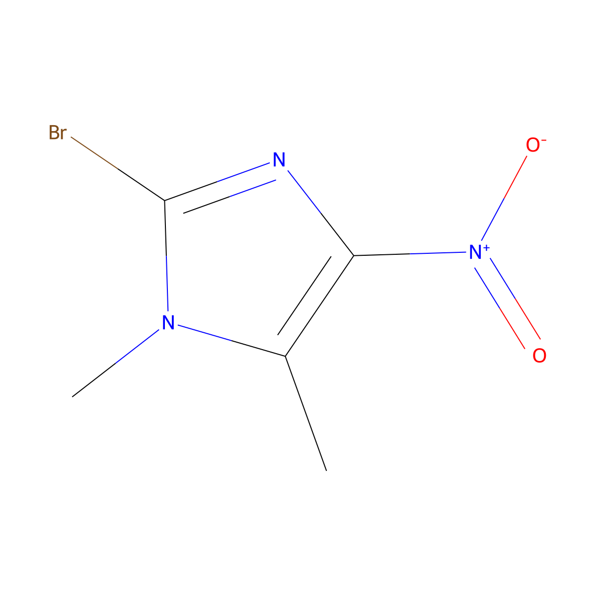 2-Bromo-1,5-dimethyl-4-nitro-1H-imidazole molecular structure, CAS 105994-26-1
