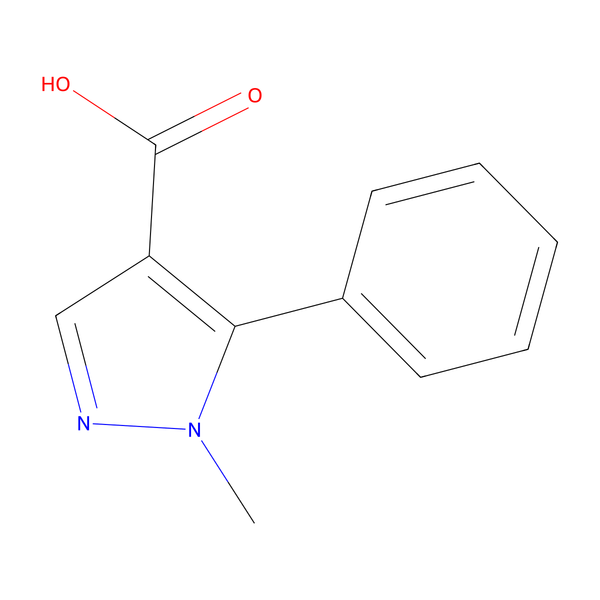 1-Methyl-5-phenyl-1H-pyrazole-4-carboxylic acid molecular structure, CAS 105994-75-0