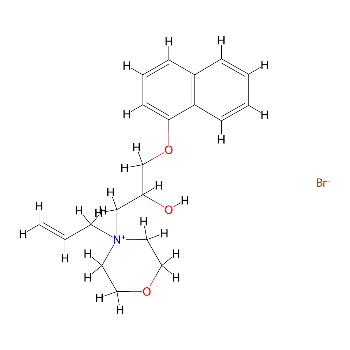 Morpholinium, 4-(2-hydroxy-3-(1-naphthalenyloxy)propyl)-4-(2-propenyl)-, bromide molecular structure, CAS 105996-50-7