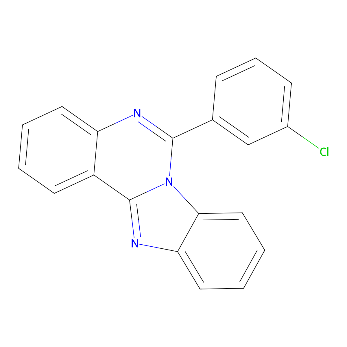 Benzimidazo[1,2-c]quinazoline, 6-(3-chlorophenyl)- molecular structure, CAS 105997-05-5