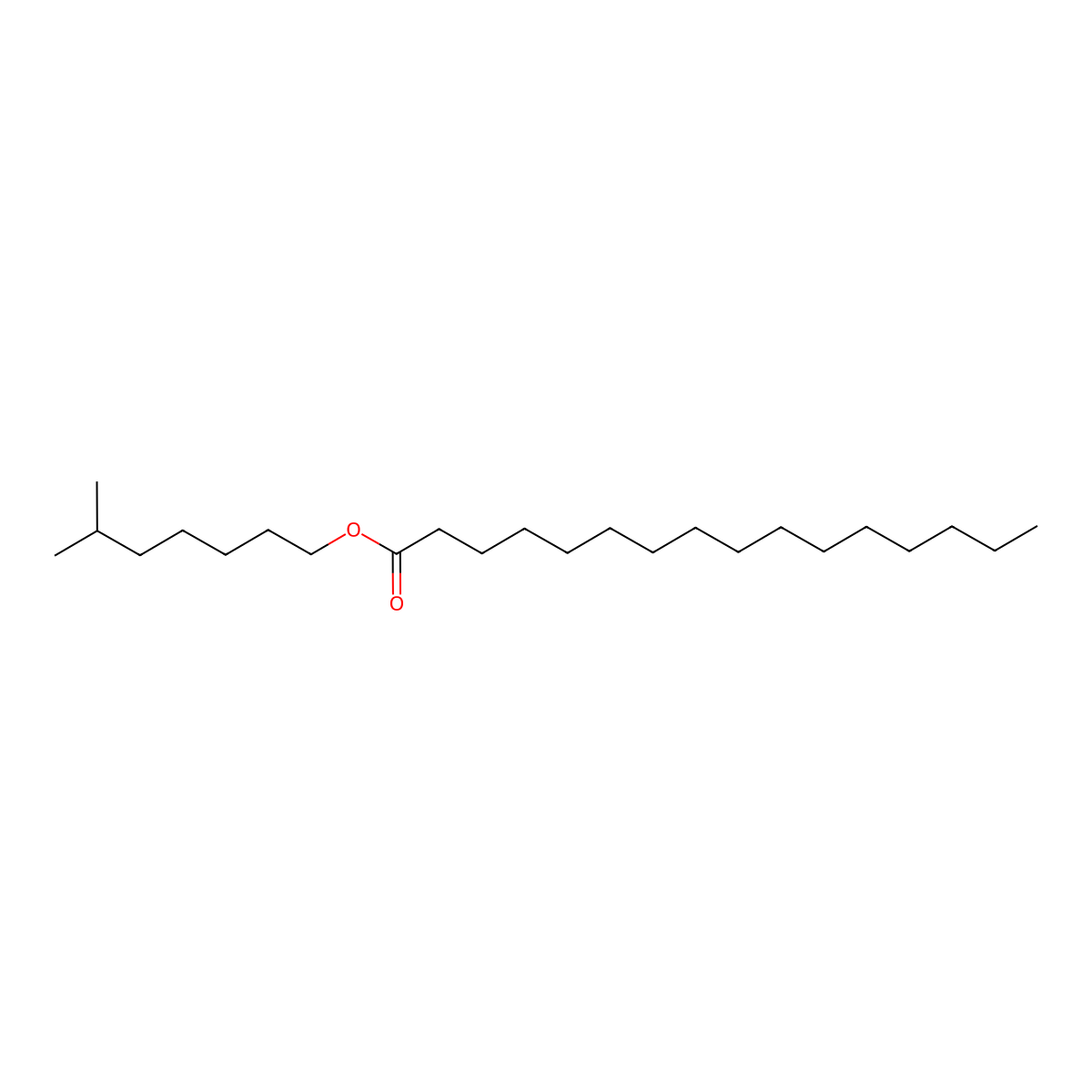 Isooctyl palmitate molecular structure, CAS 106-05-8