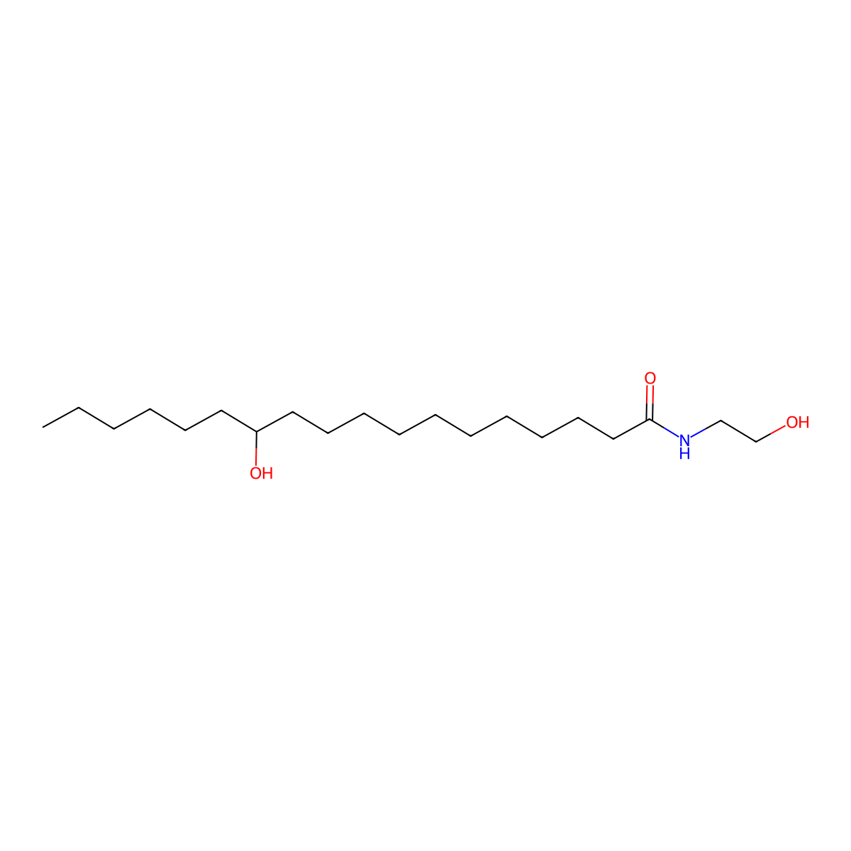 Hydroxystearamide monoethanolamide molecular structure, CAS 106-15-0