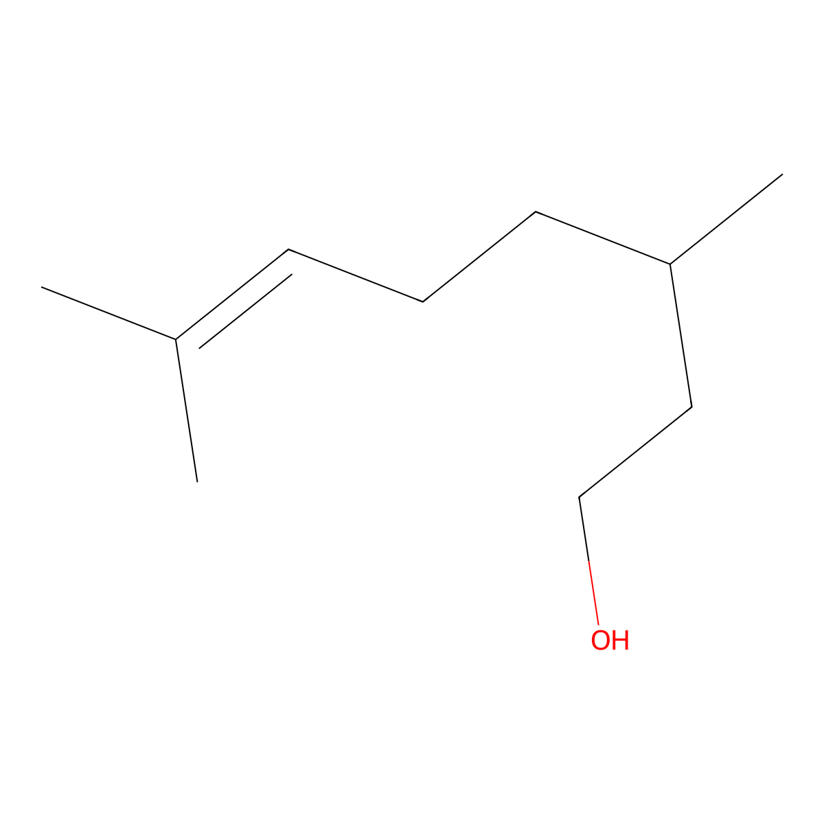 Citronellol molecular structure, CAS 106-22-9