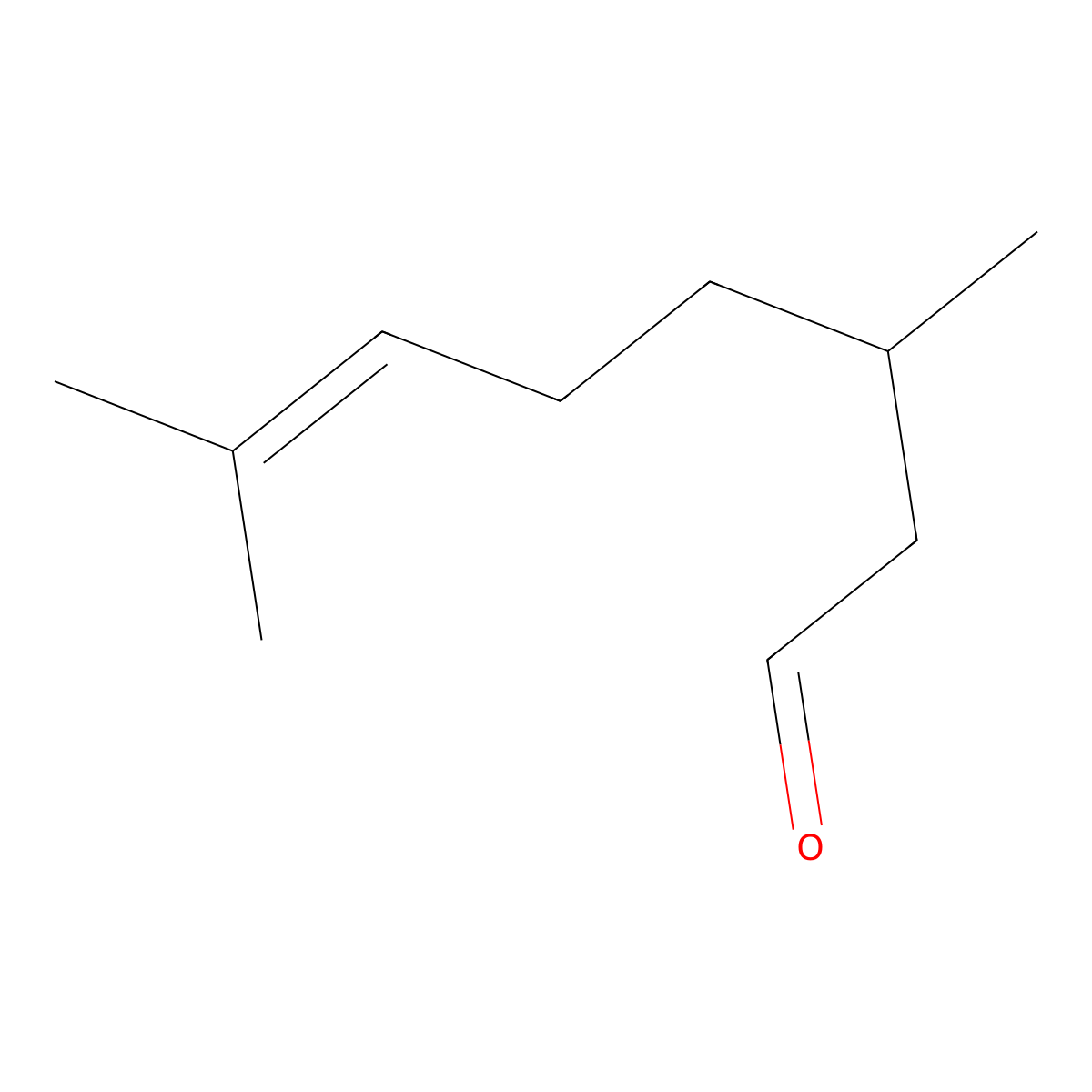 Citronellal molecular structure, CAS 106-23-0