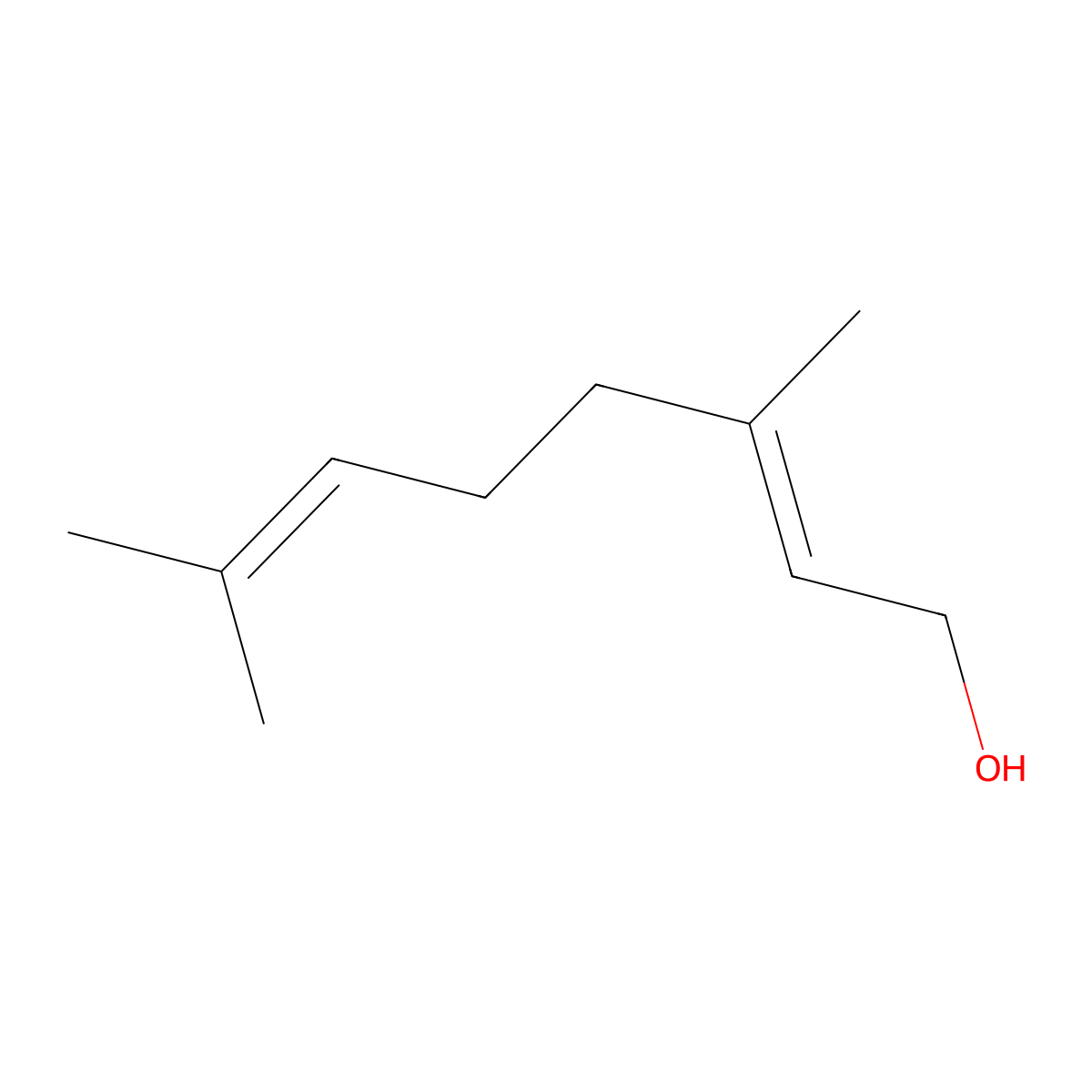 Geraniol molecular structure, CAS 106-24-1