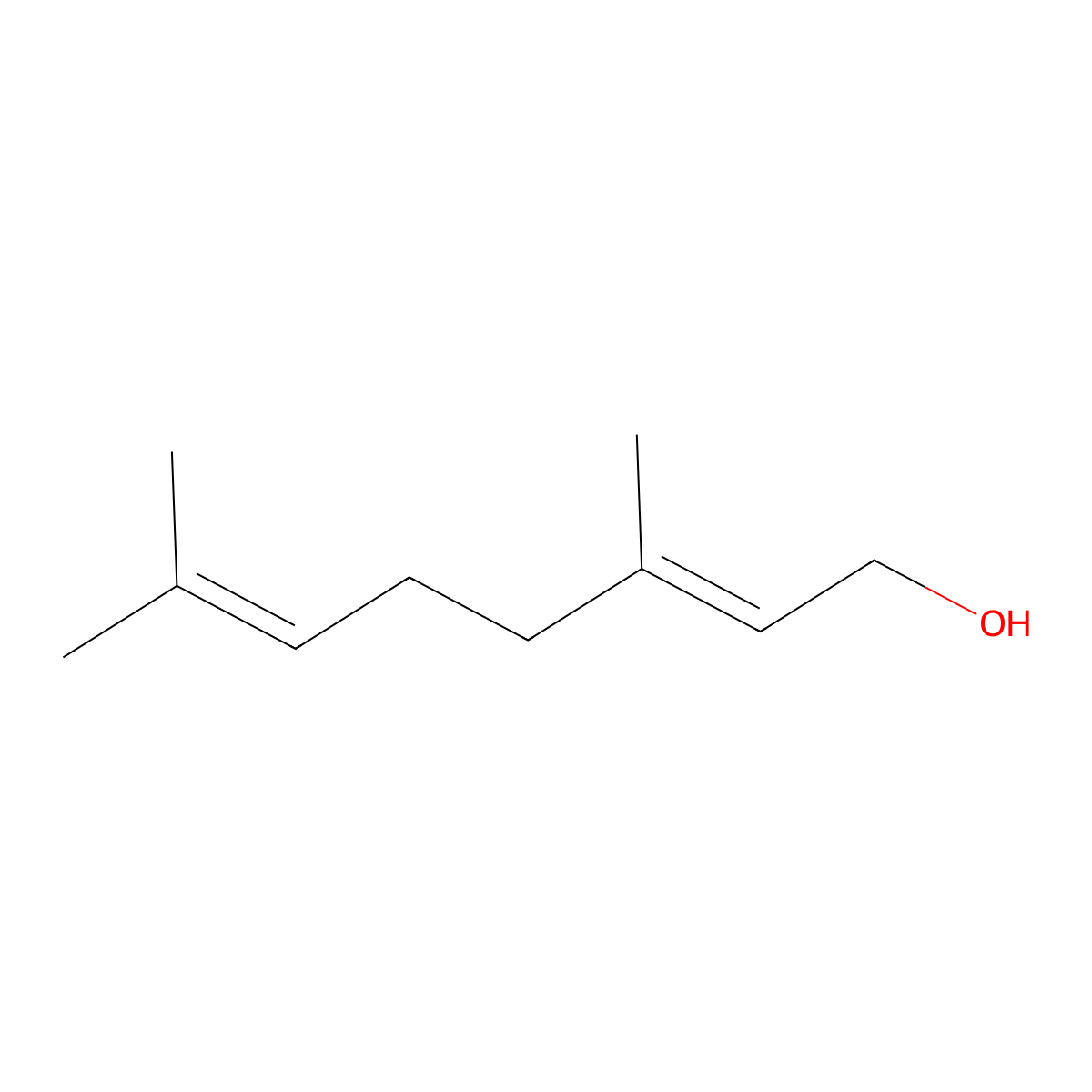 Geraniol molecular structure, CAS 106-24-1