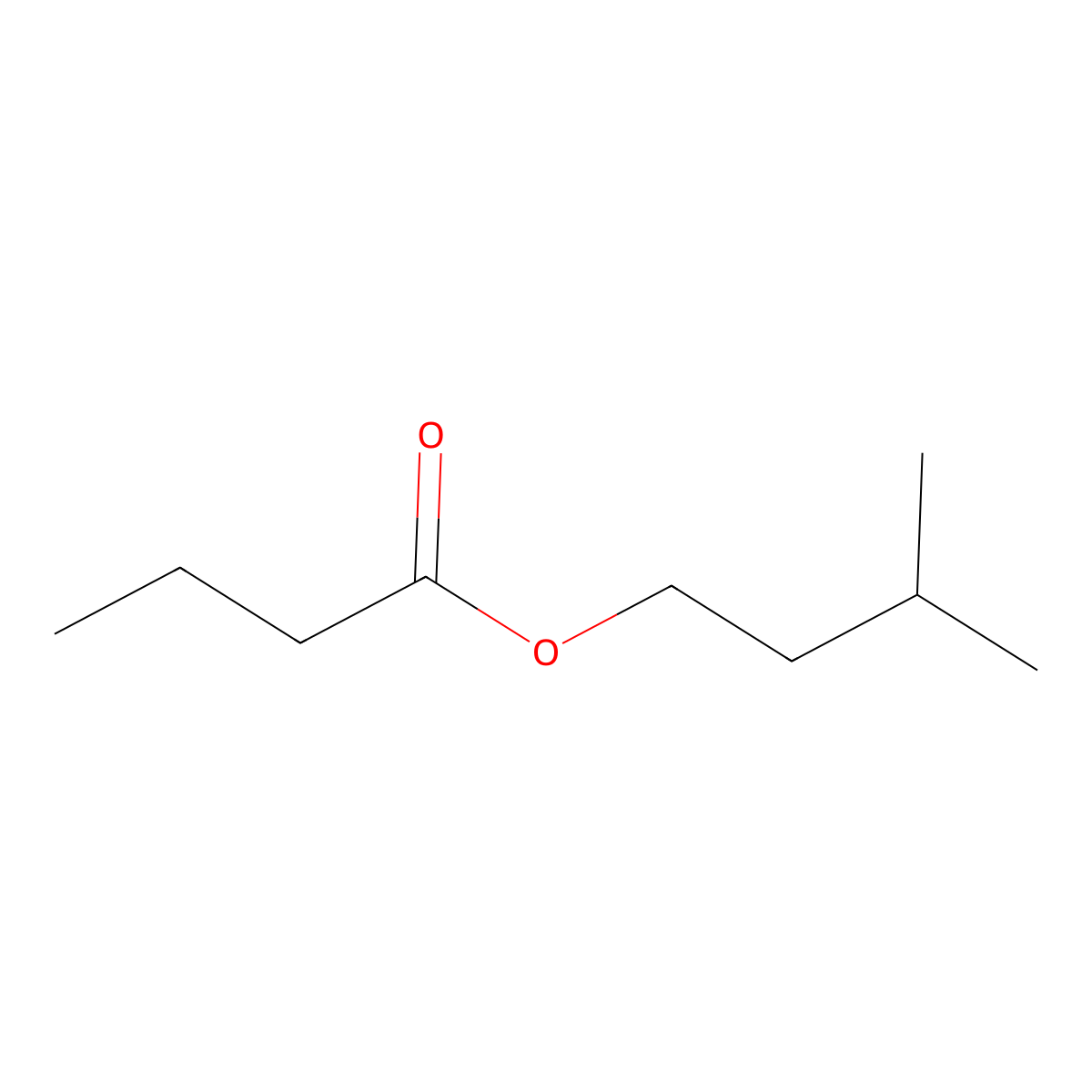 Isoamyl butyrate molecular structure, CAS 106-27-4