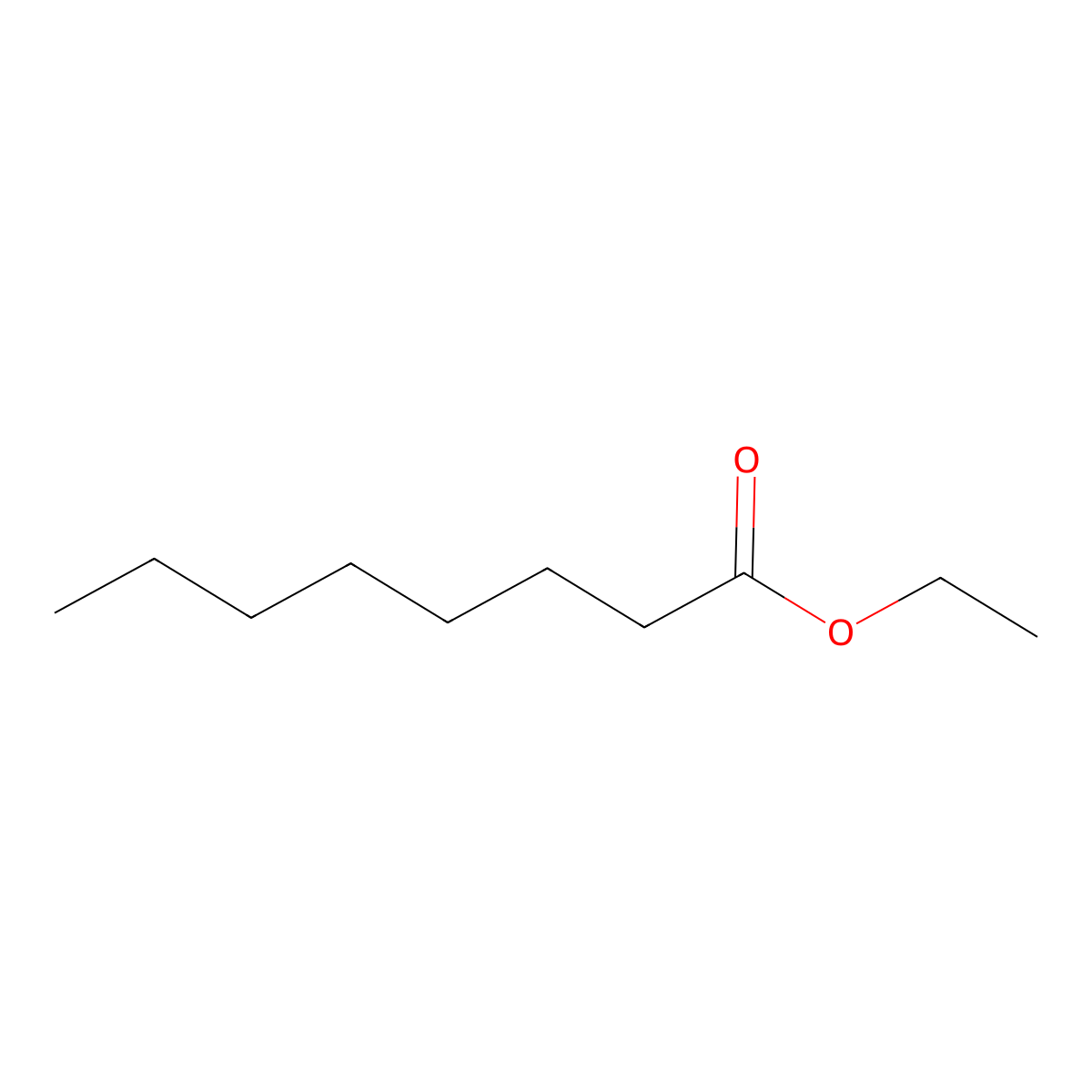 Ethyl octanoate molecular structure, CAS 106-32-1