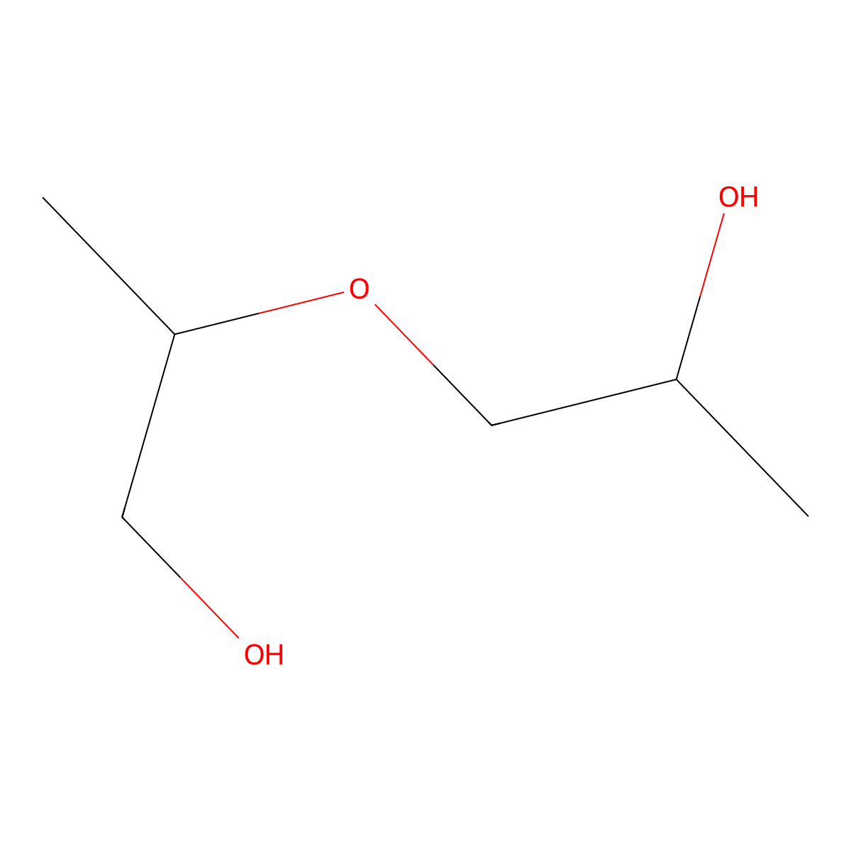 2-(2-Hydroxypropoxy)-1-propanol molecular structure, CAS 106-62-7