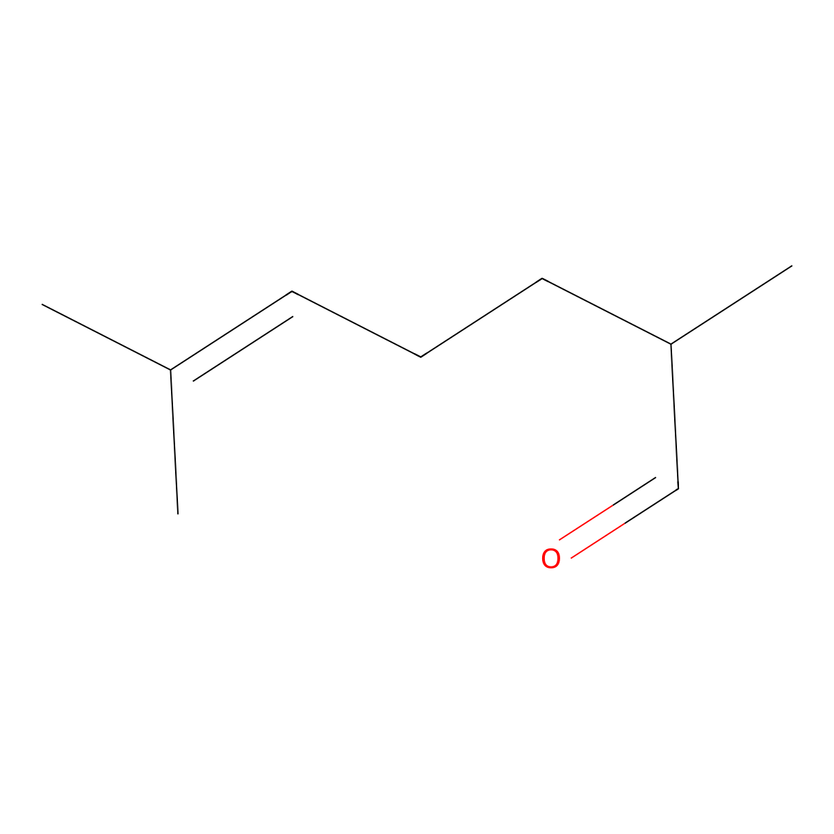 (+-)-2,6-Dimethyl-5-heptenal molecular structure, CAS 106-72-9