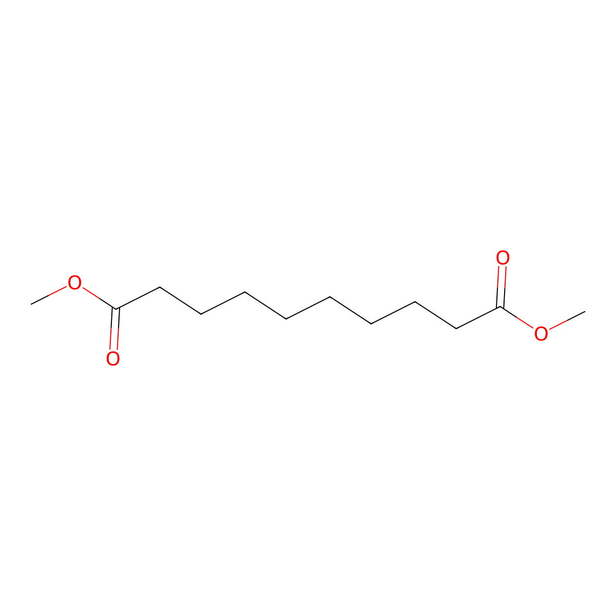 Dimethyl sebacate molecular structure, CAS 106-79-6