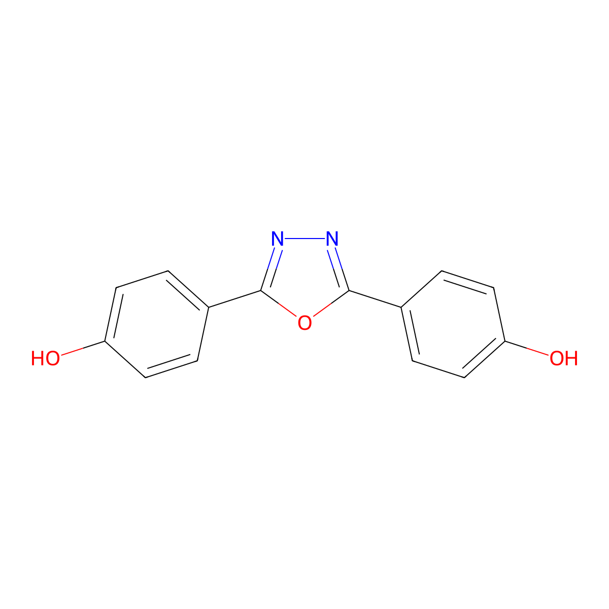 2,5-Bis(4-hydroxyphenyl)-1,3,4-oxadiazole molecular structure, CAS 10600-83-6