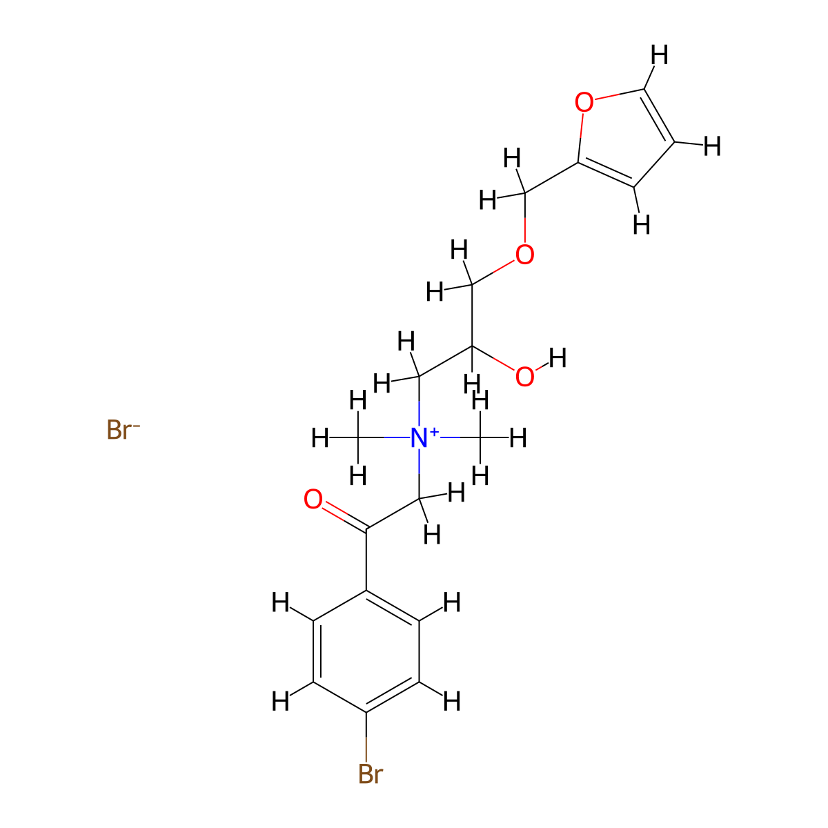 Benzeneethanaminium, 4-bromo-N-(3-(2-furanylmethoxy)-2-hydroxypropyl)-N,N-dimethyl-beta-oxo-,bromide molecular structure, CAS 106008-05-3