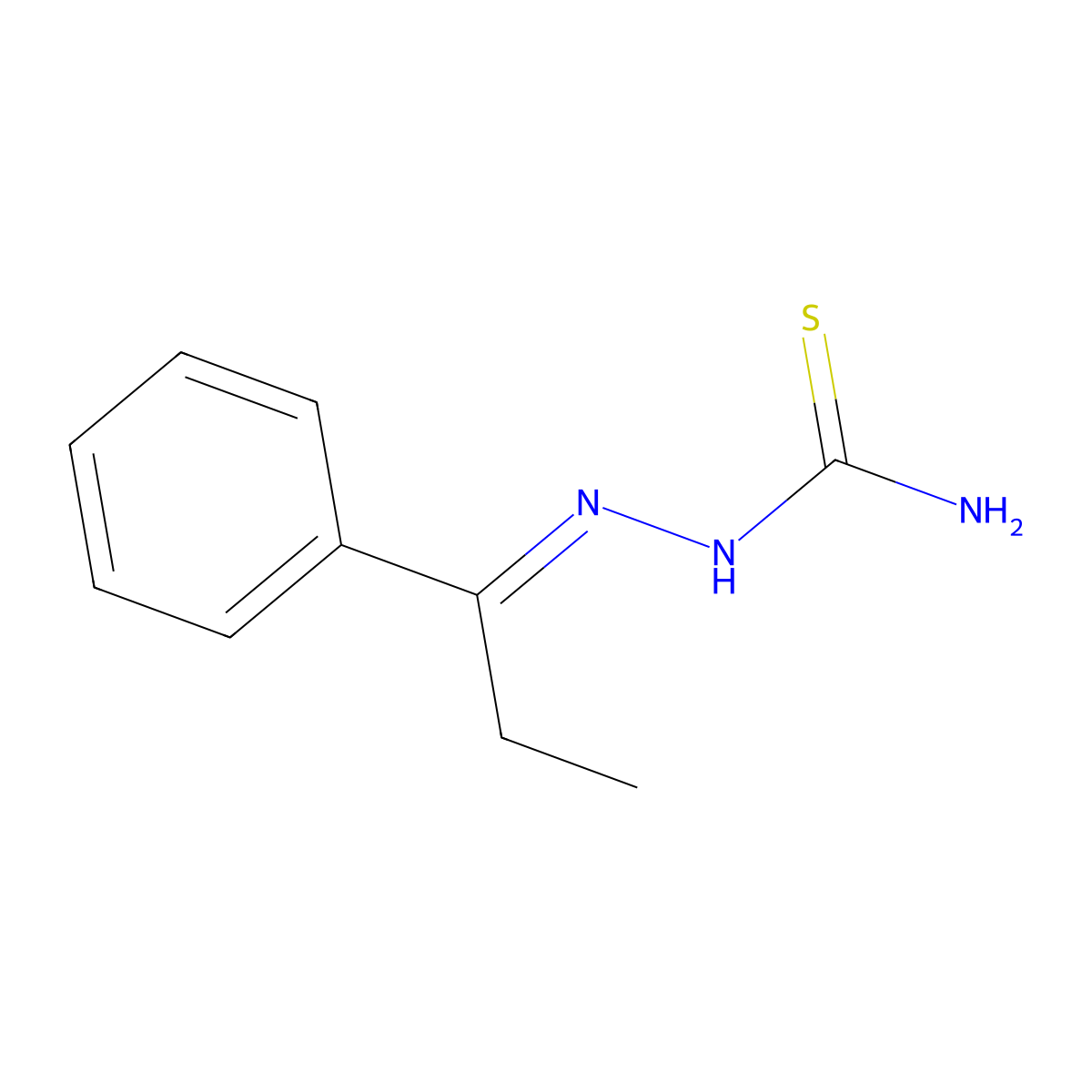 Hydrazinecarbothioamide, 2-(1-phenylpropylidene)- molecular structure, CAS 106010-23-5