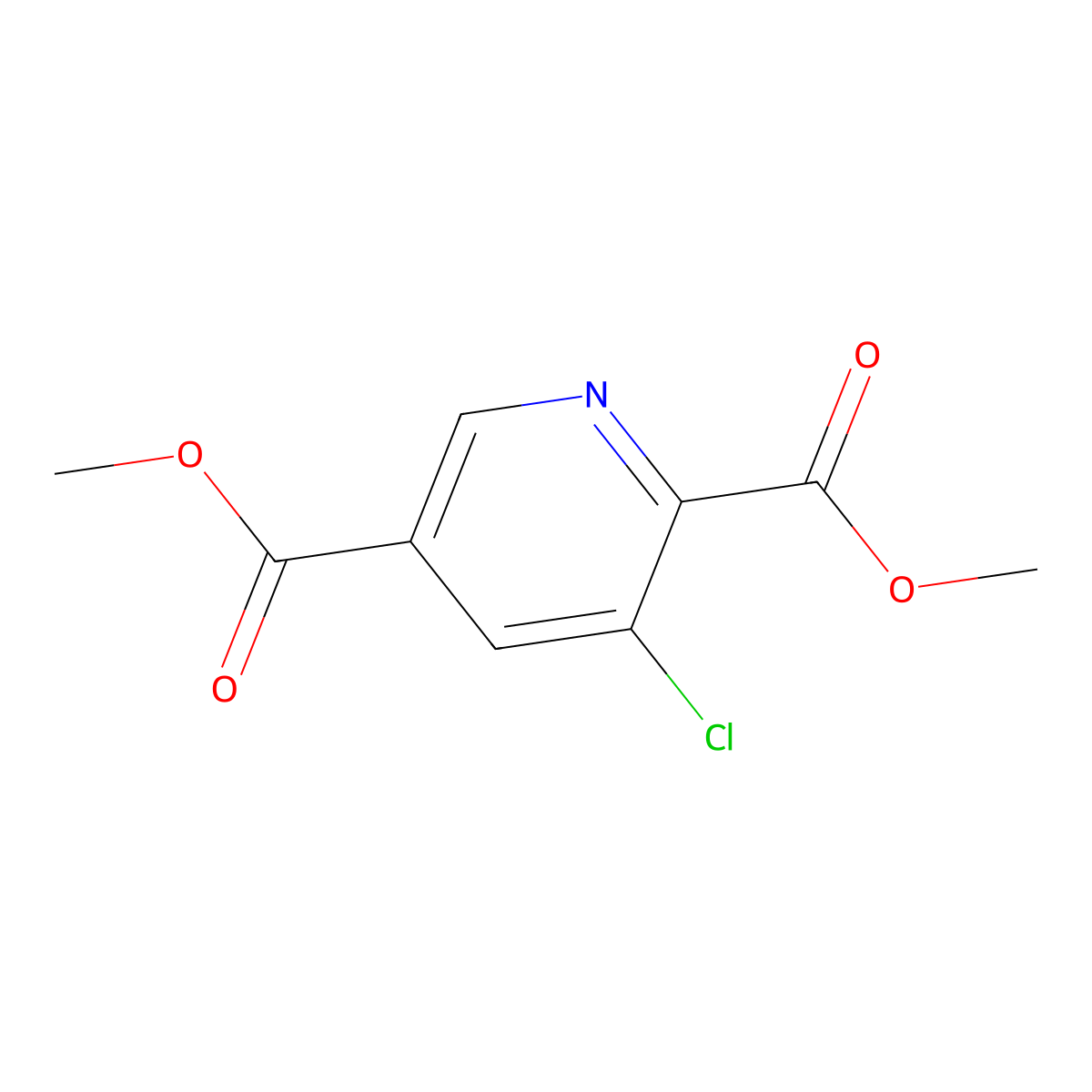 Dimethyl 3-chloropyridine-2,5-dicarboxylate molecular structure, CAS 106014-21-5